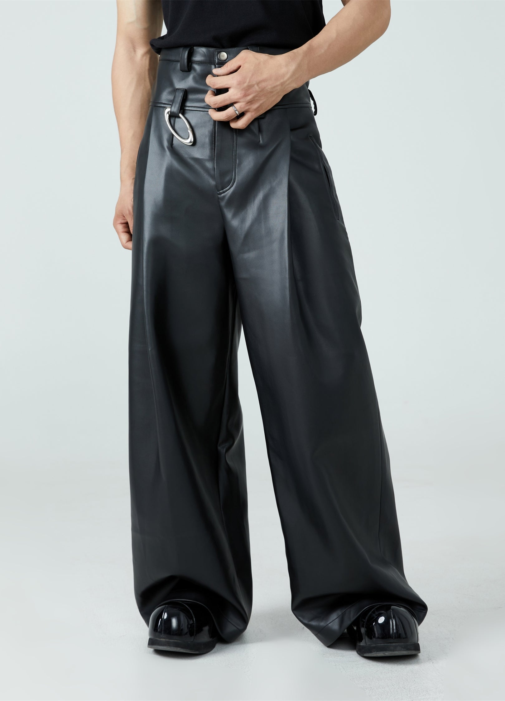 23FW High Waist PU Leather Pants