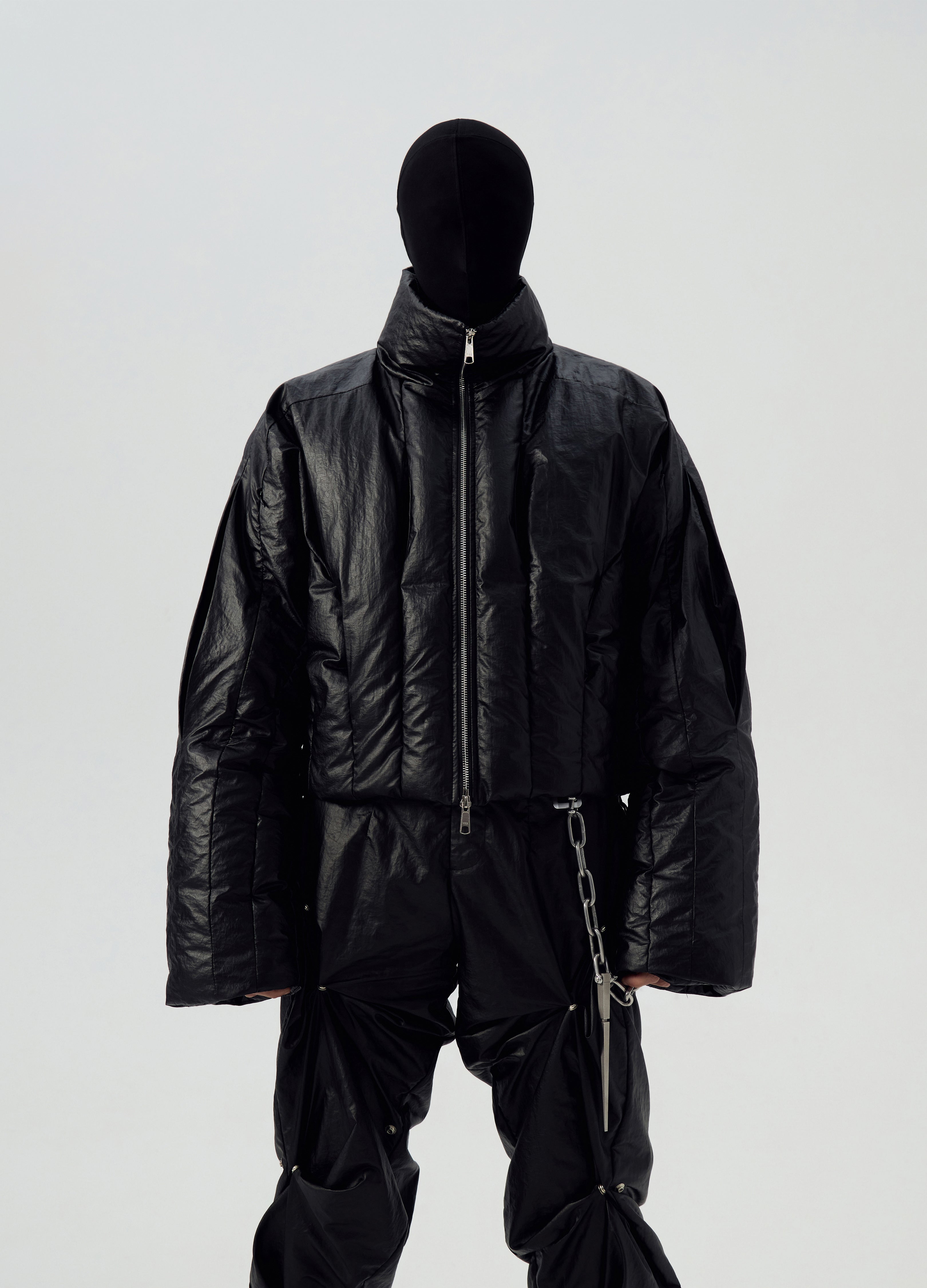 24FW GLOSSY BLACK STAND COLLAR PUFFER