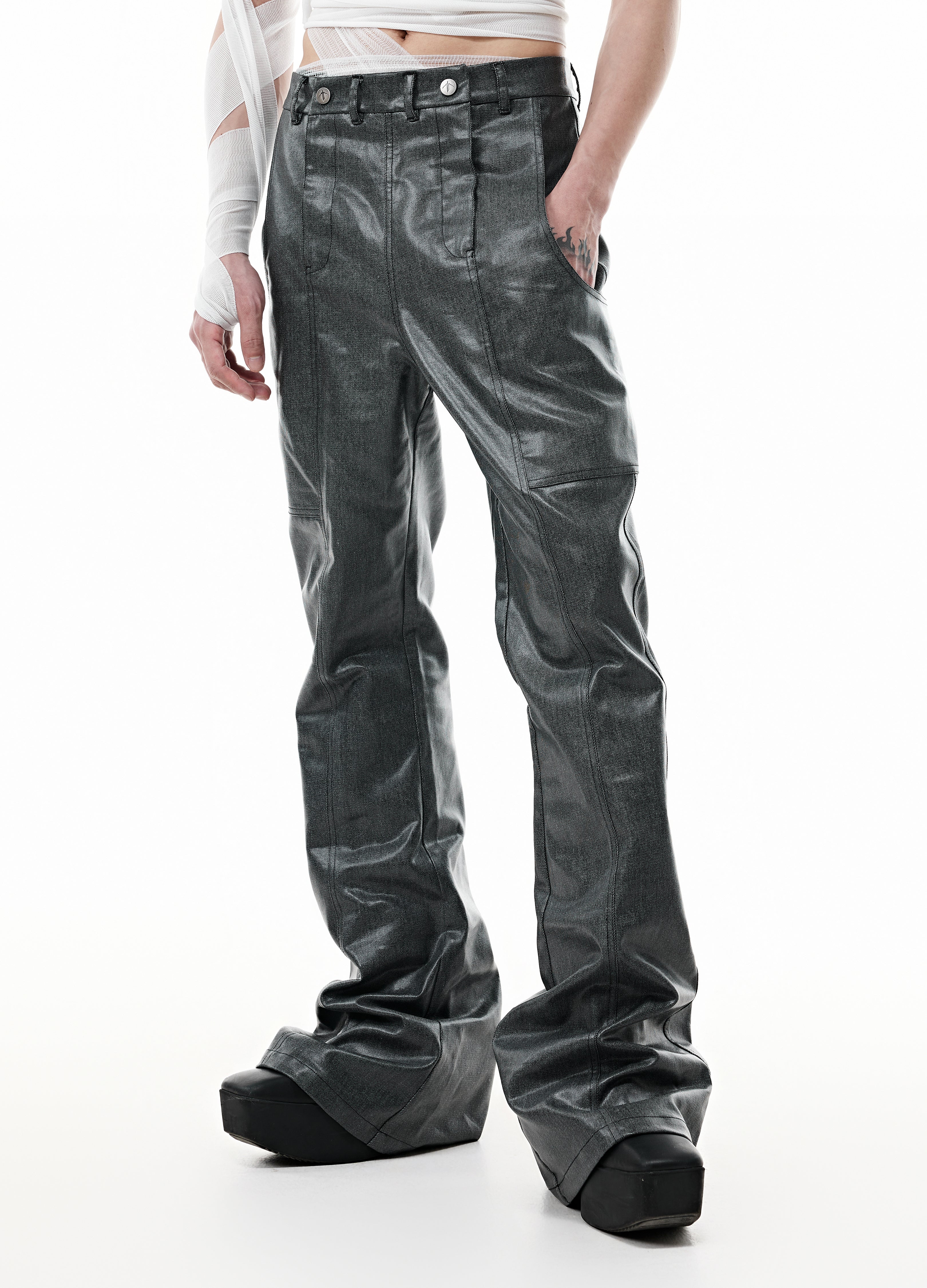 WAXED DRAPE DIVIDED PANTS