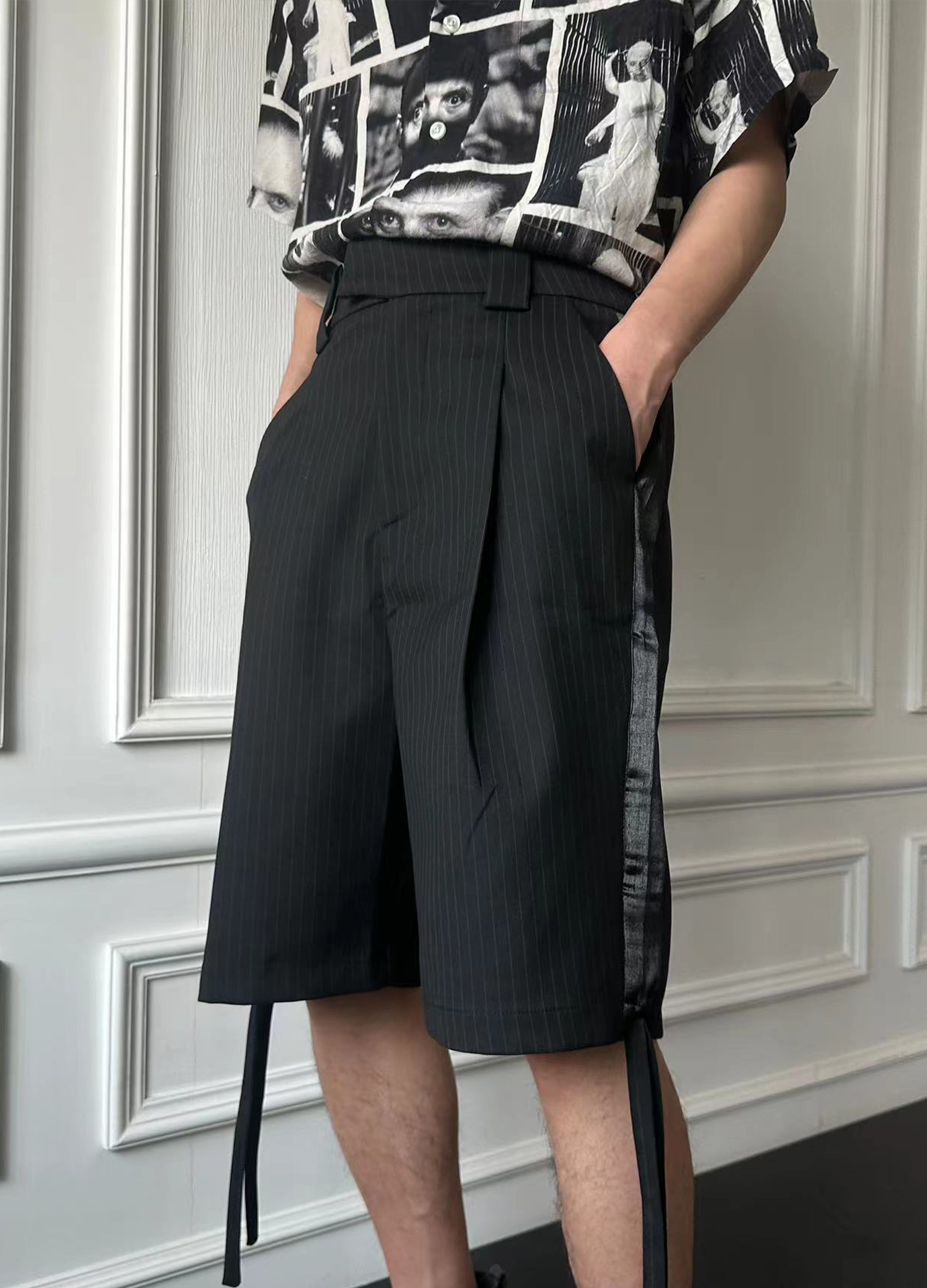 25SS STRIPED BLADE PLEATED SHORTS