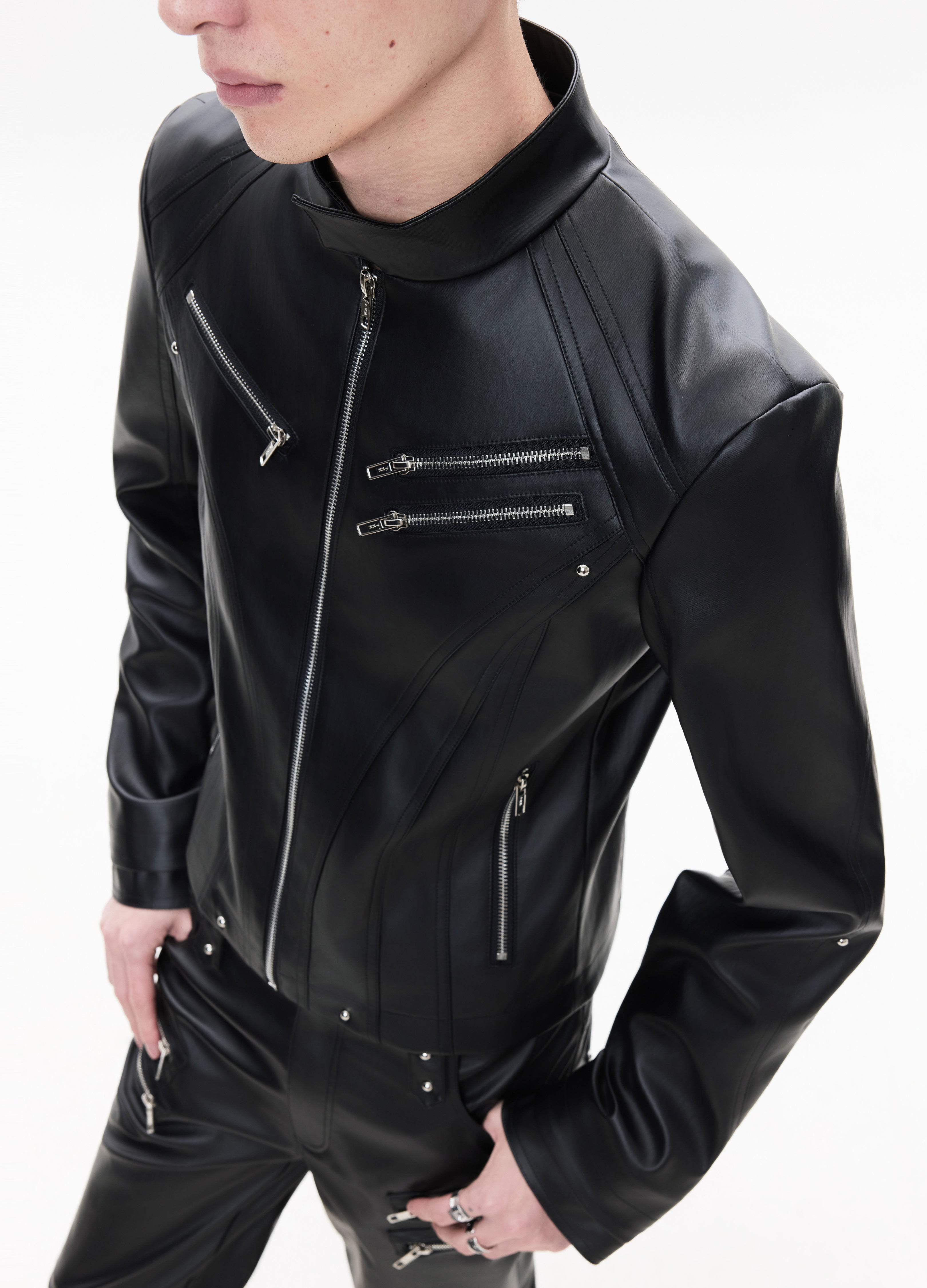 26SS DECONSTRUCT ZIP BIKER JACKET