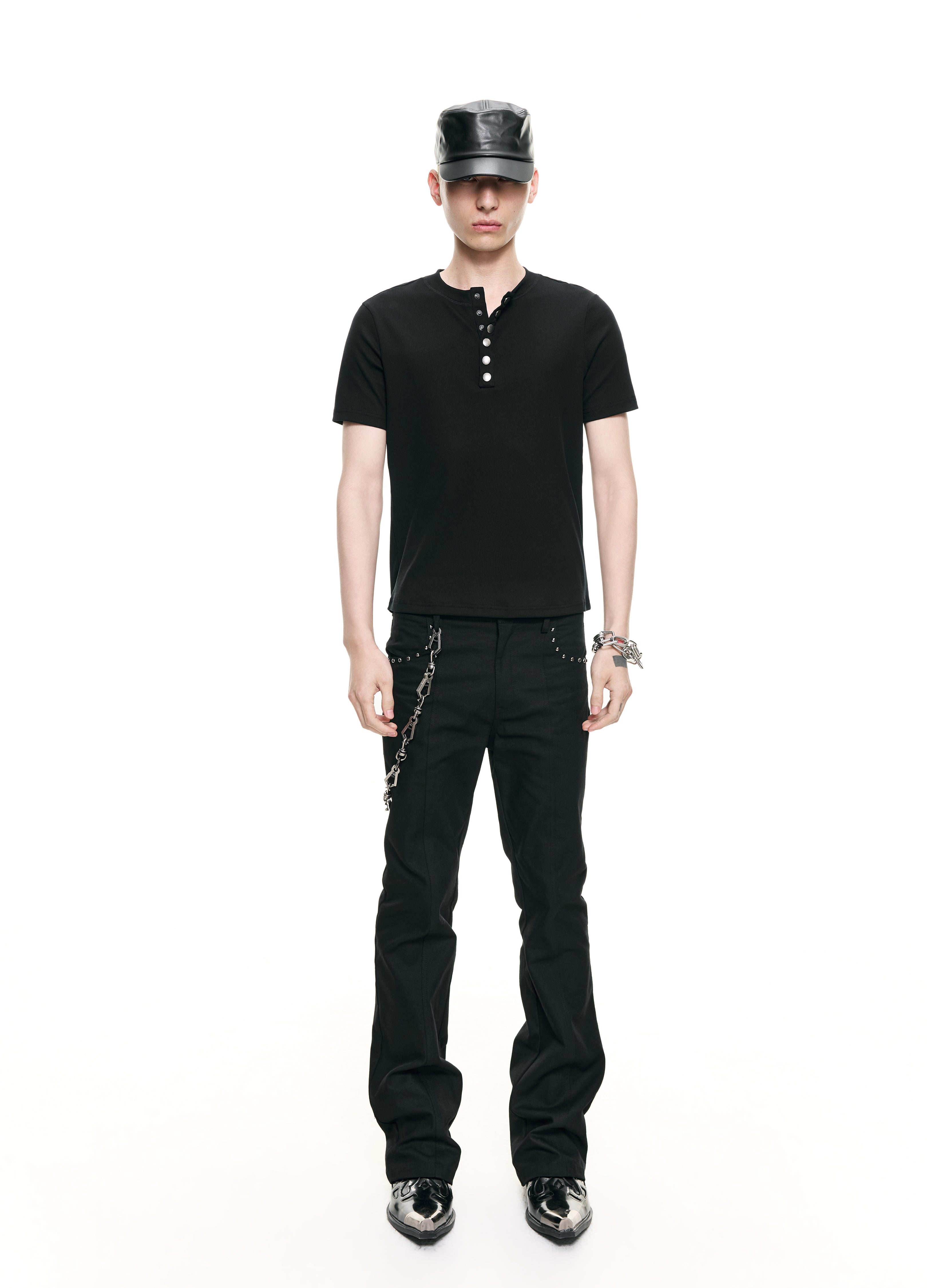 26SS HENLEY METAL FIT TEE