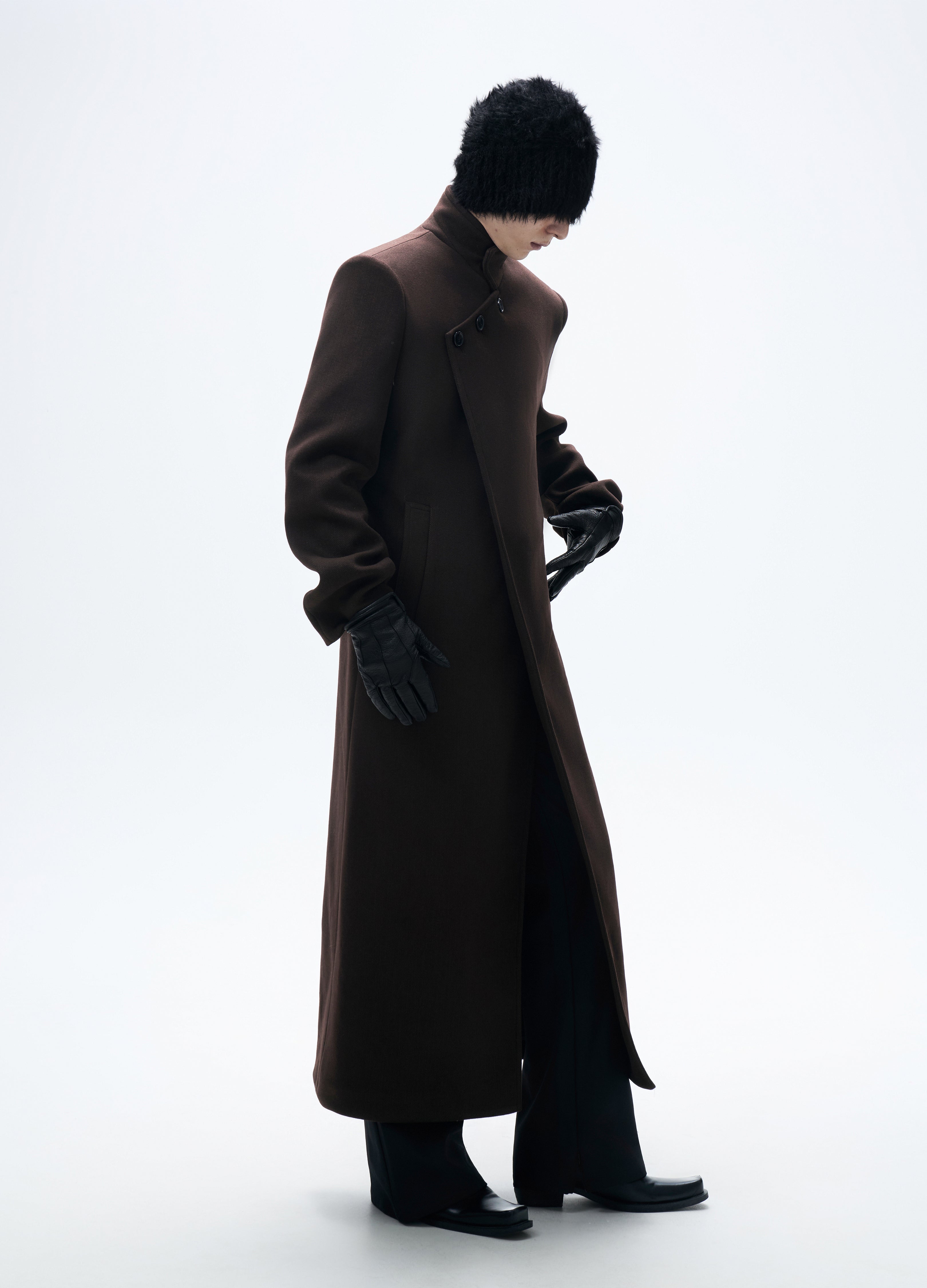 25FW CHESTNUT ASYMMETRIC WOOL COAT