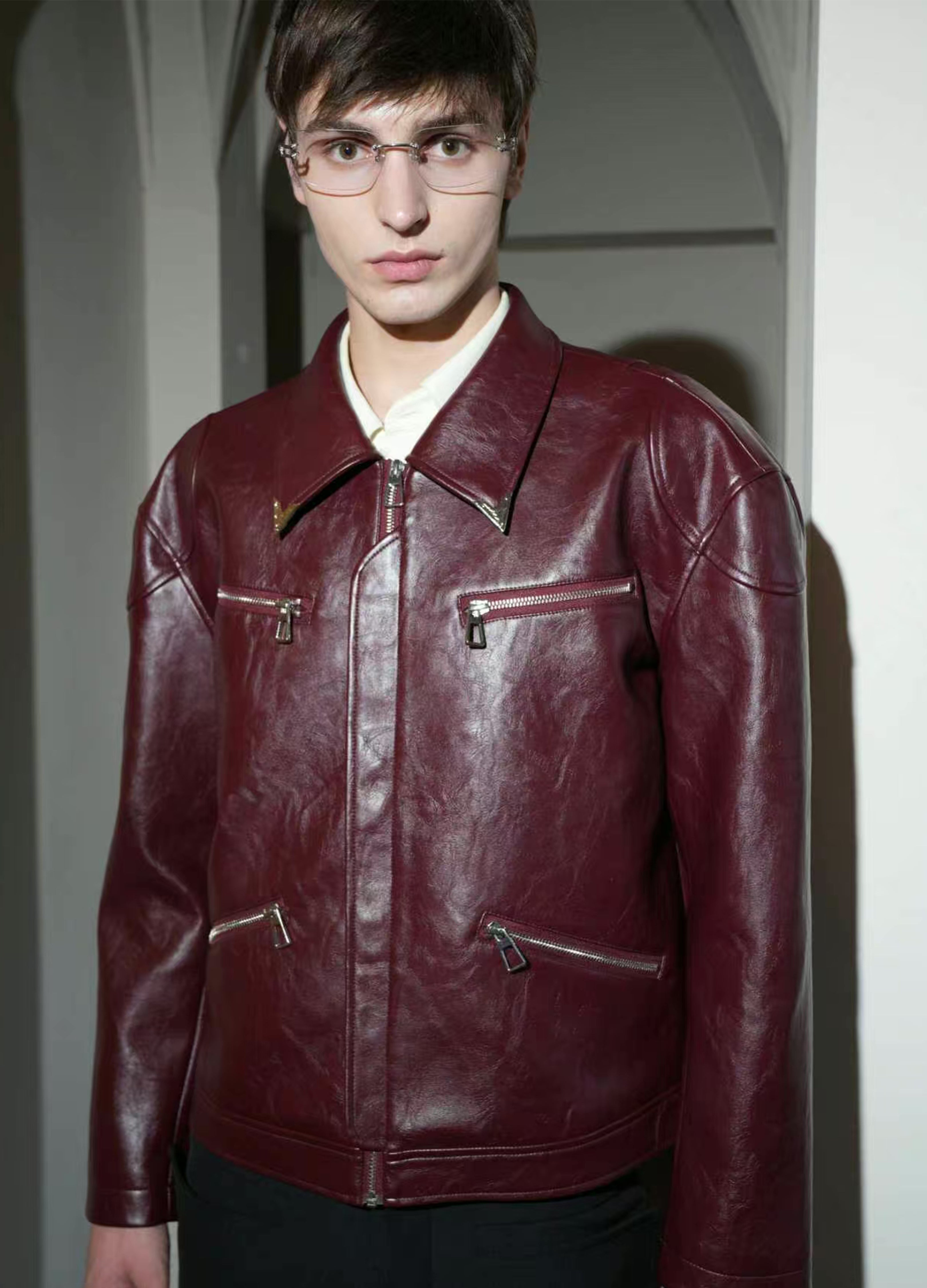 BAROQUE ZIP LEATHER JACKET