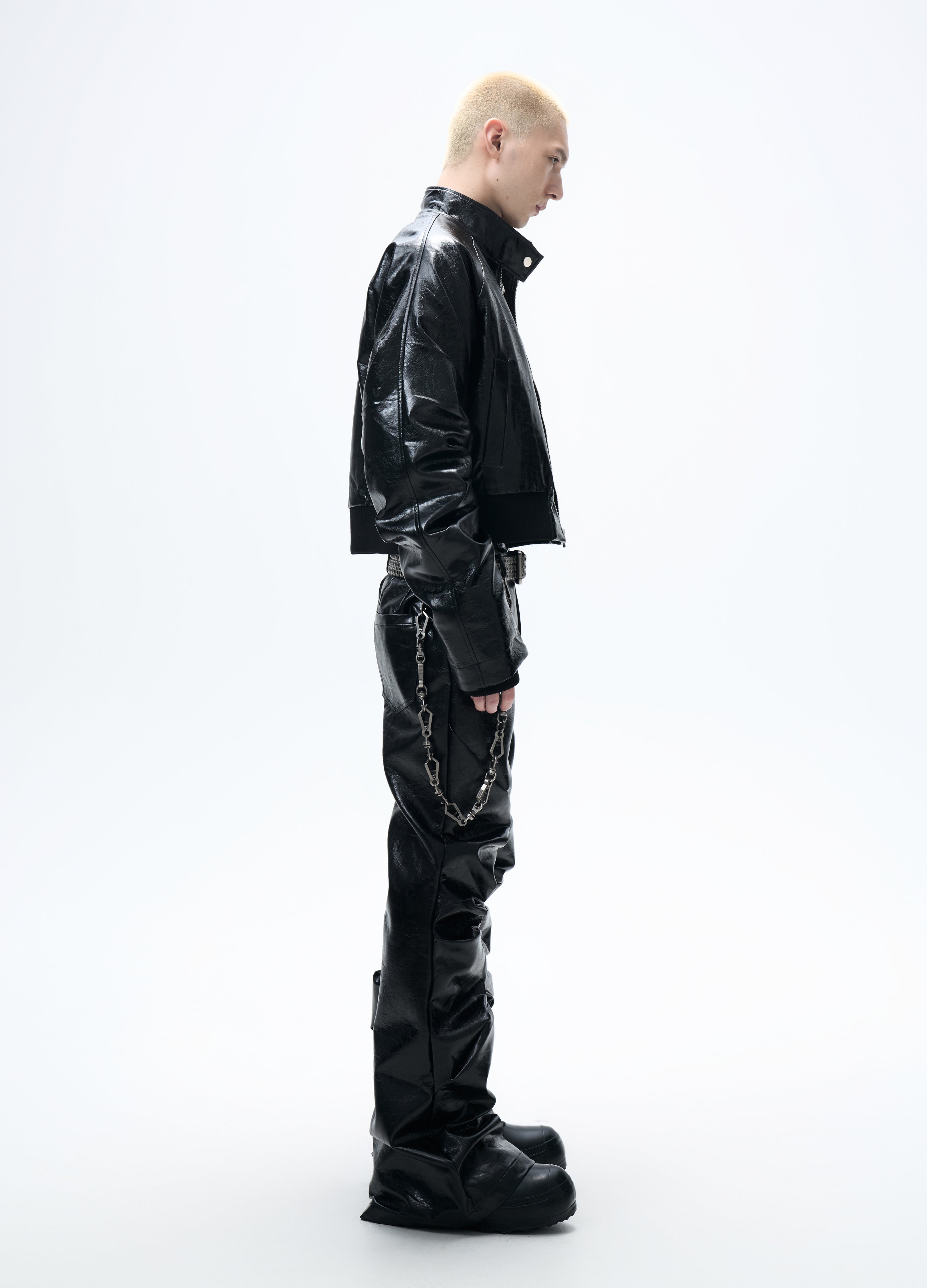 25FW PLEATED LEATHER PUFFER JACKET