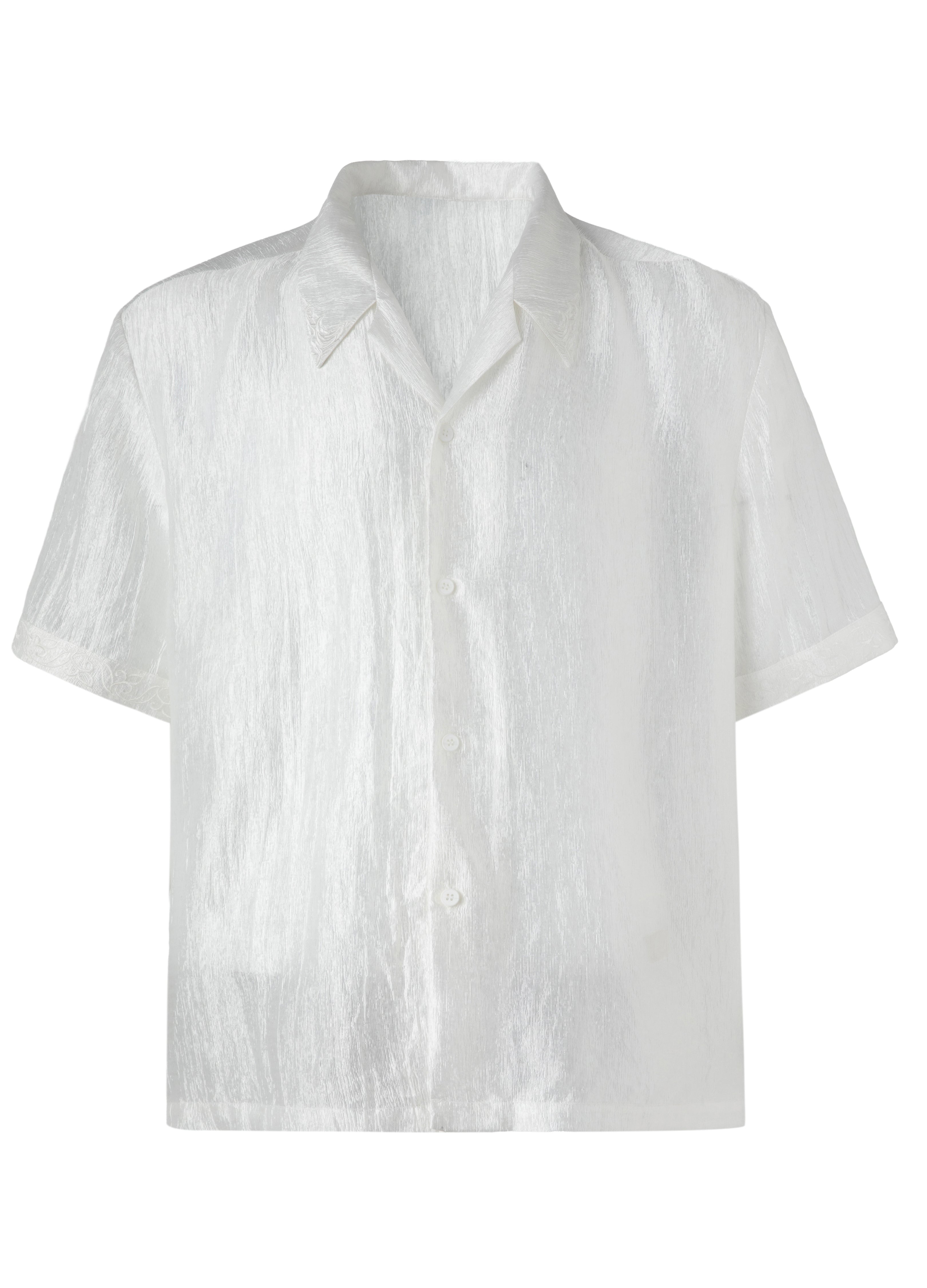 25SS WHITE BLACK TEXTURE SHINE SHIRT