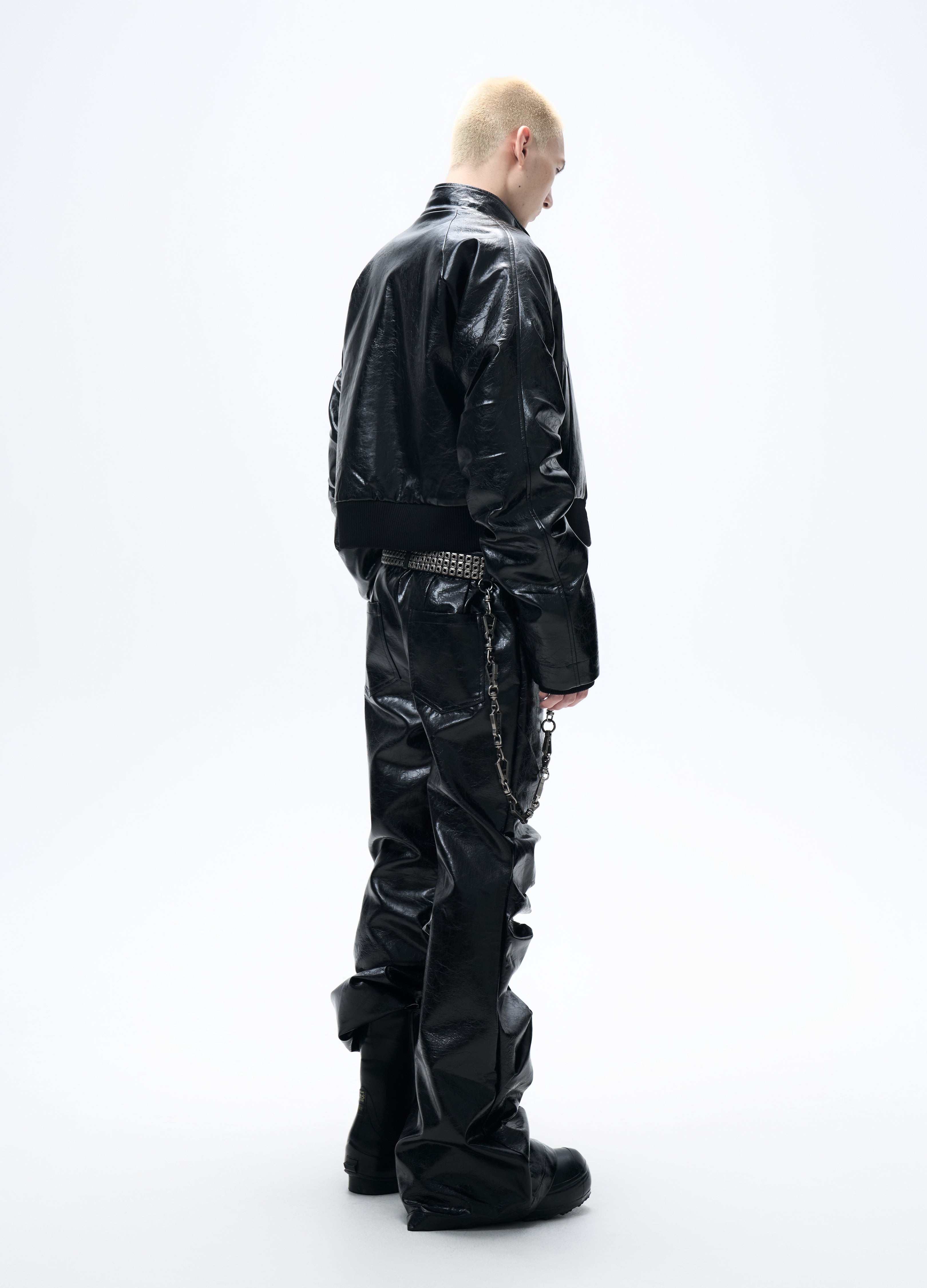 25FW PLEATED LEATHER PUFFER JACKET