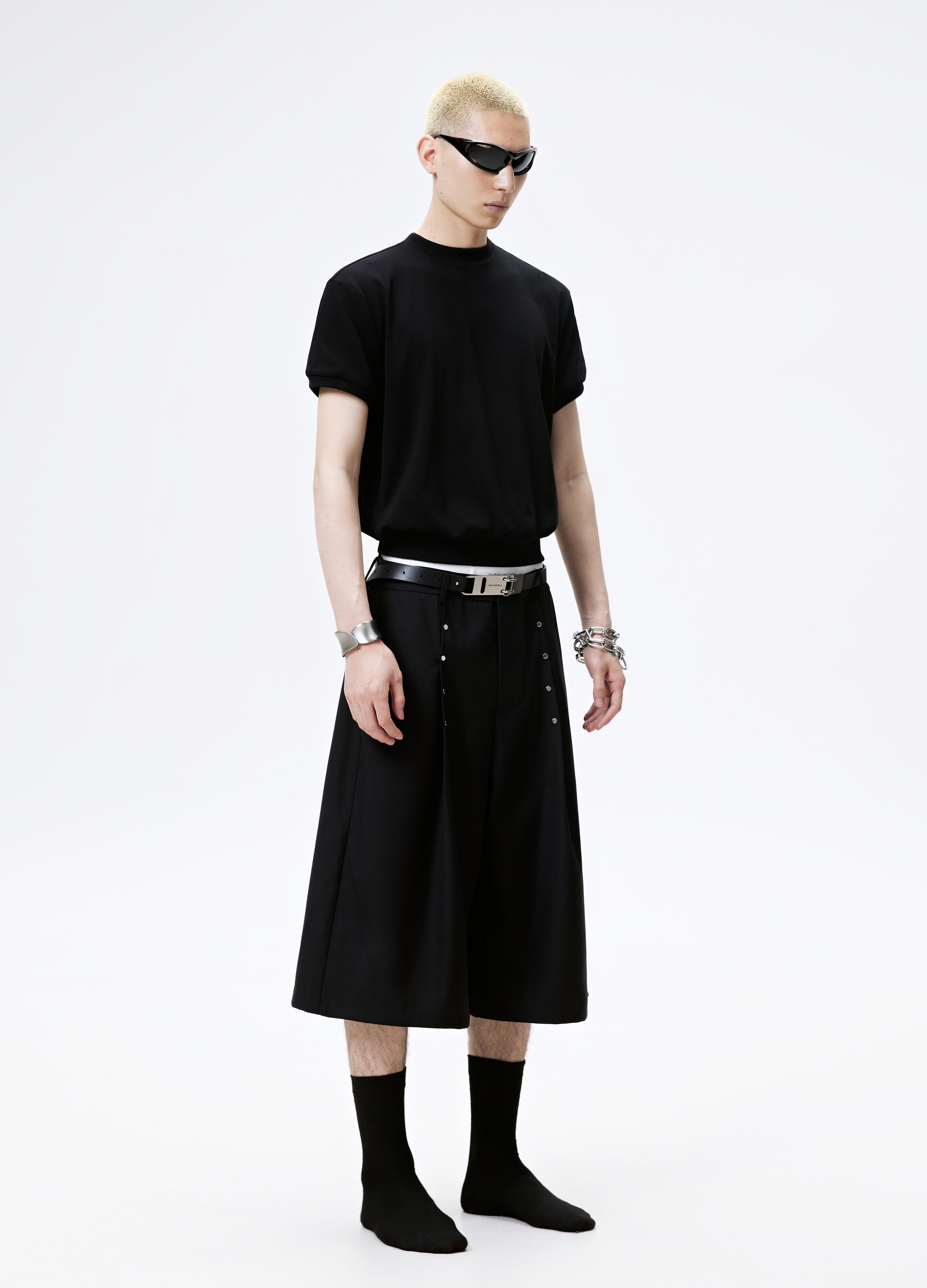 25SS STUDDED PLEAT WIDE SHORTS