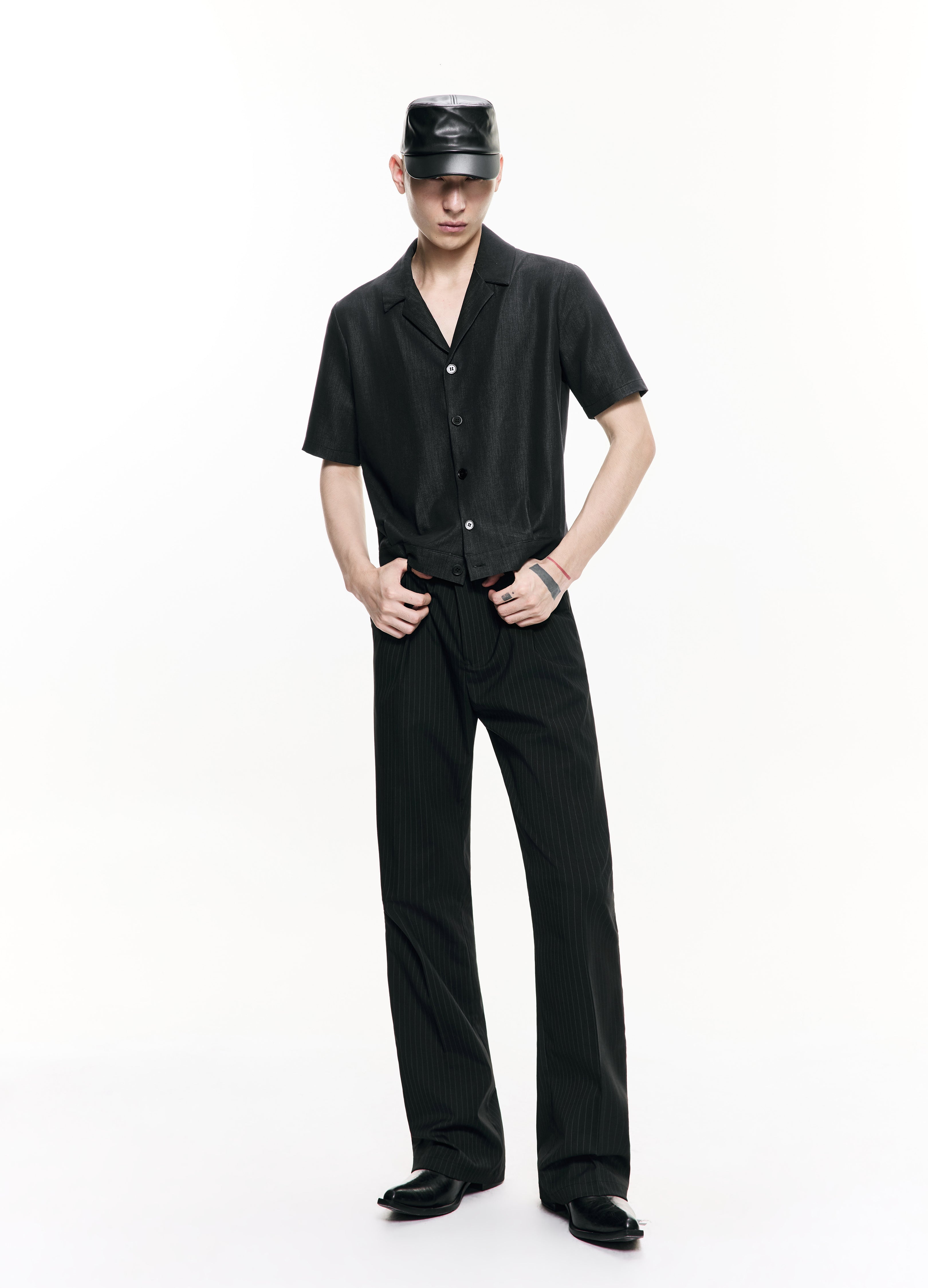 26SS BLACK DRAPE CUBA SHIRT