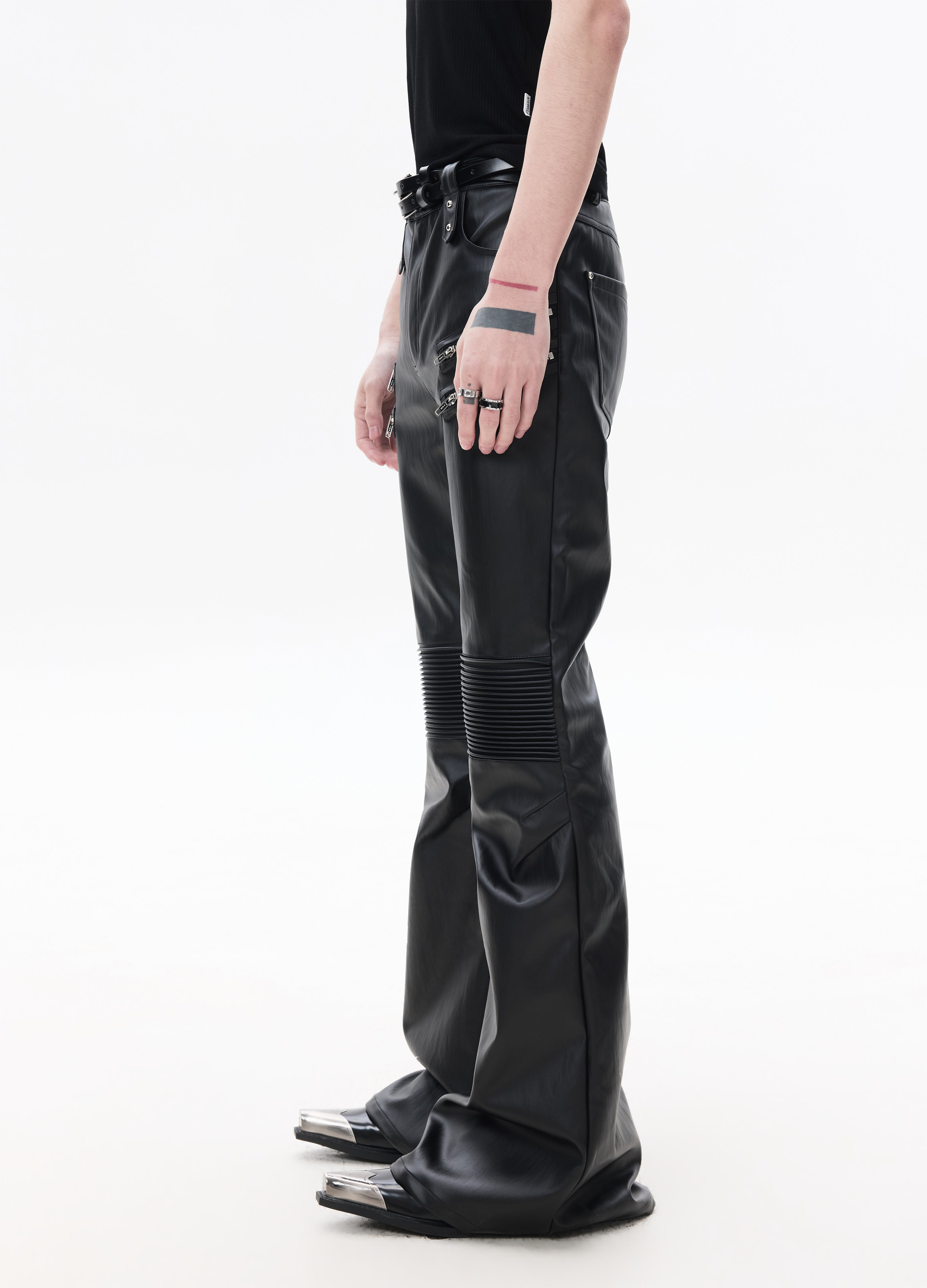 26SS MULTI-ZIP BIKER LEATHER PANTS