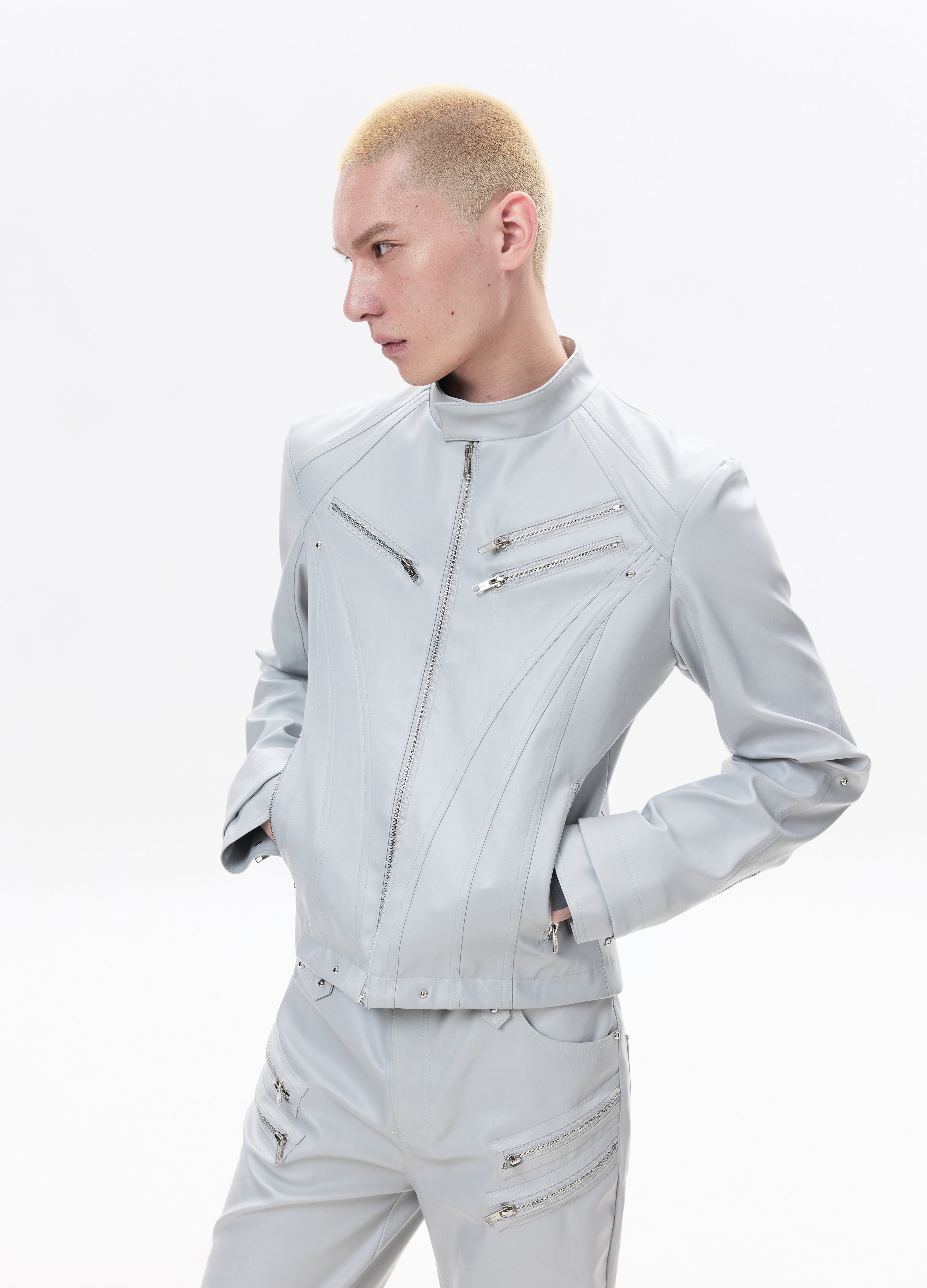 26SS SHARP ZIP LEATHER JACKET