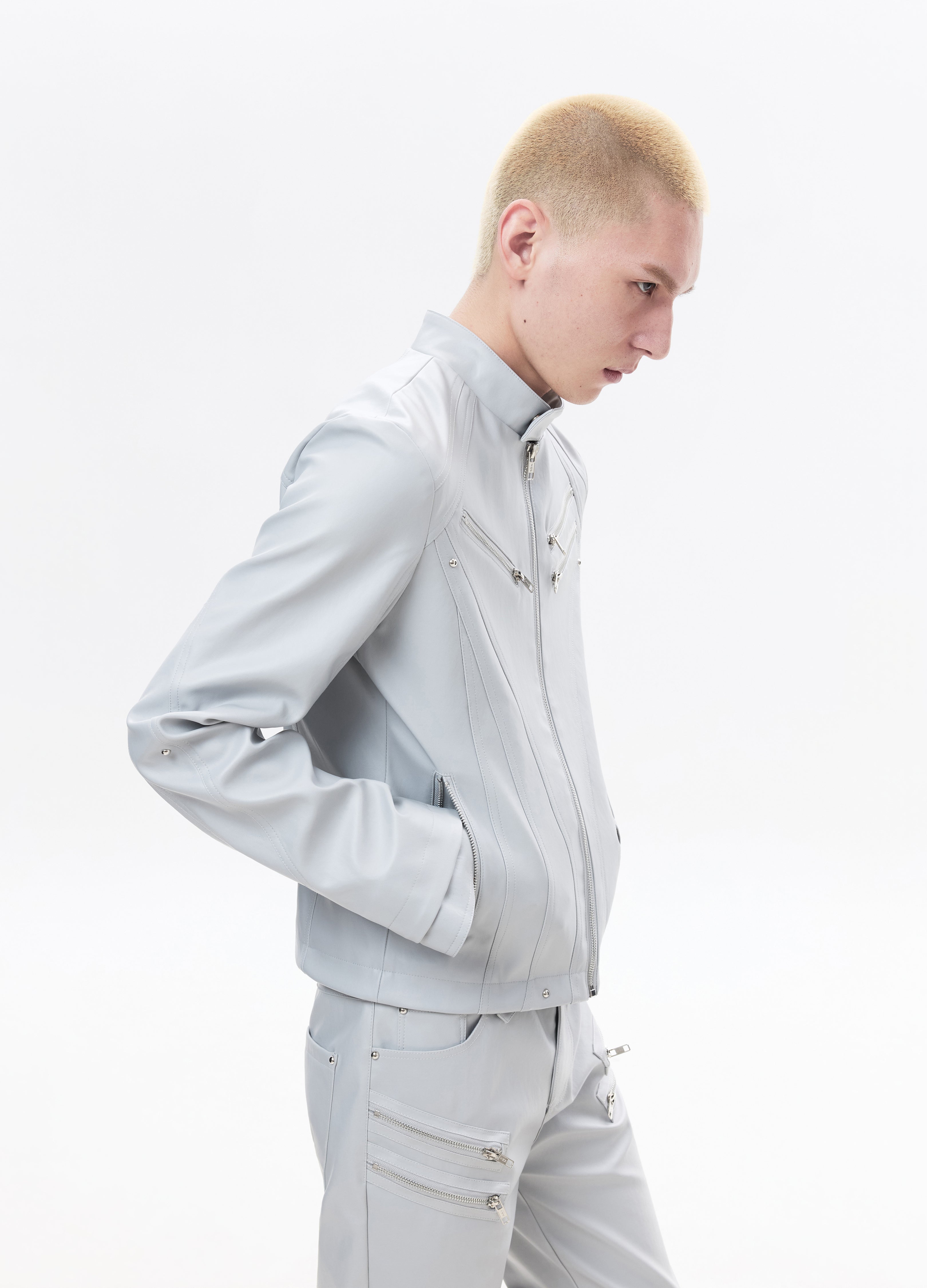 26SS SHARP ZIP LEATHER JACKET