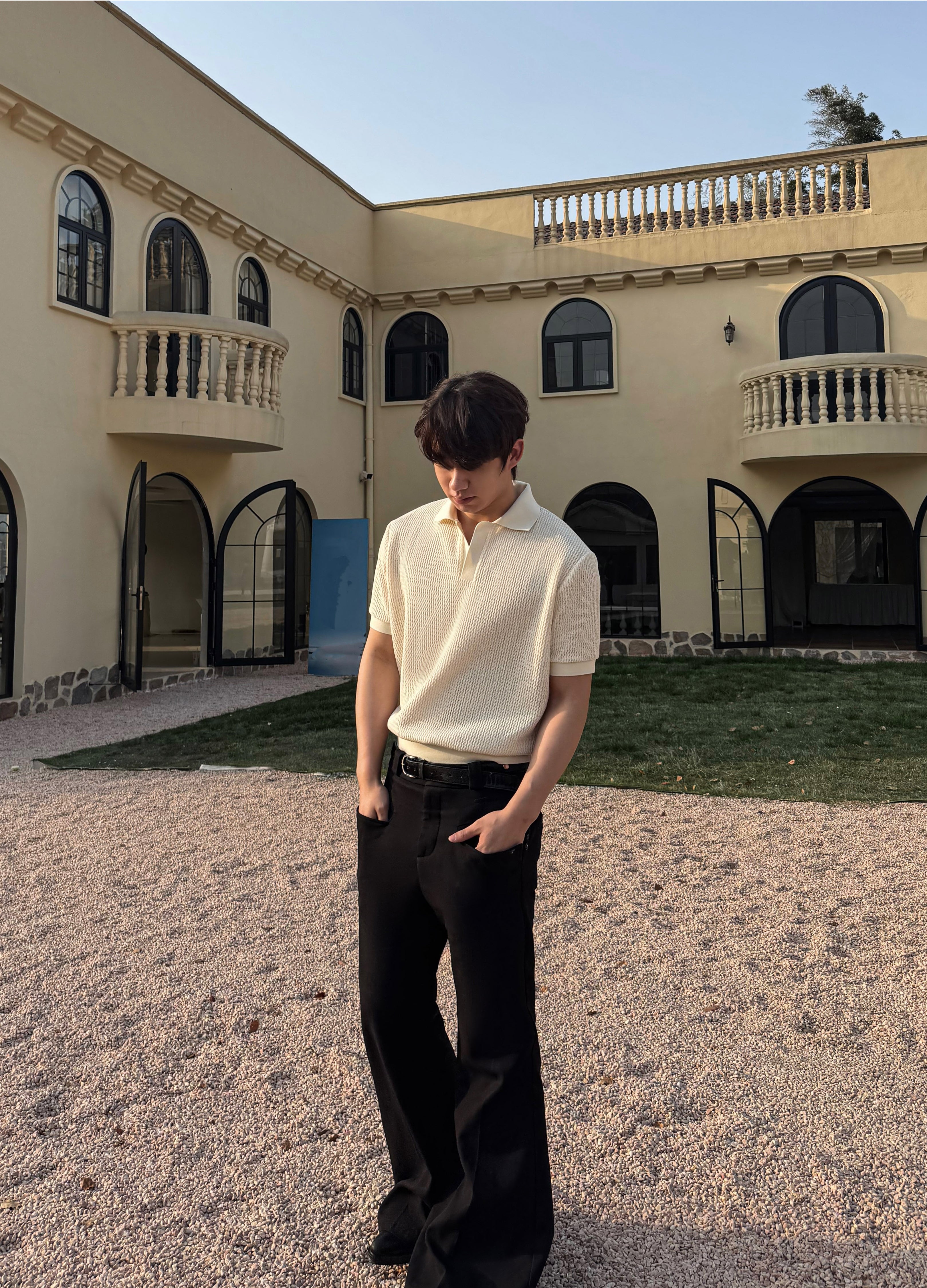 25SS JACQUARD V-NECK POLO