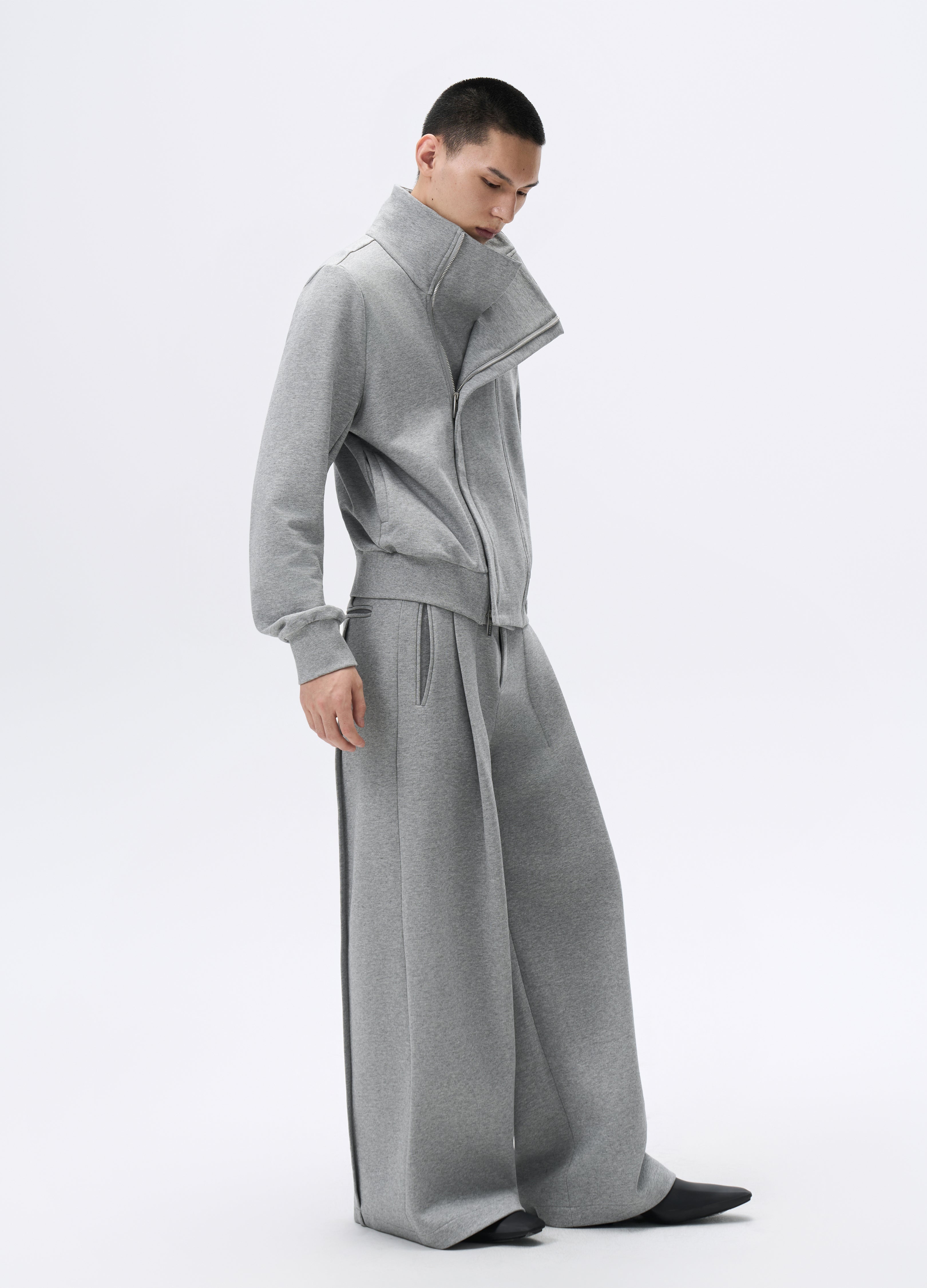 25FW GREY LOOSE PLEAT TROUSERS