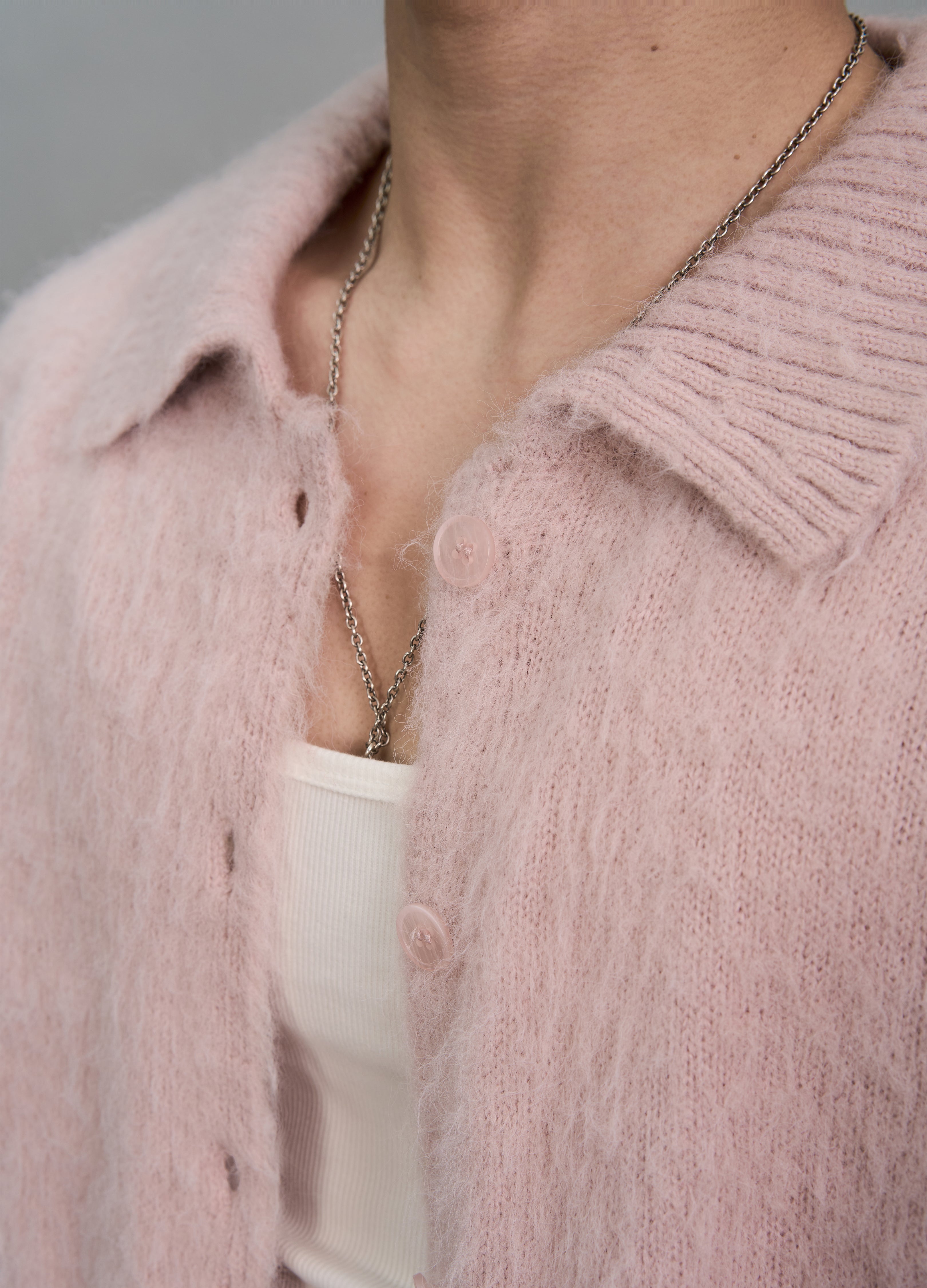 PINK CASHMERE KNIT CARDIGAN