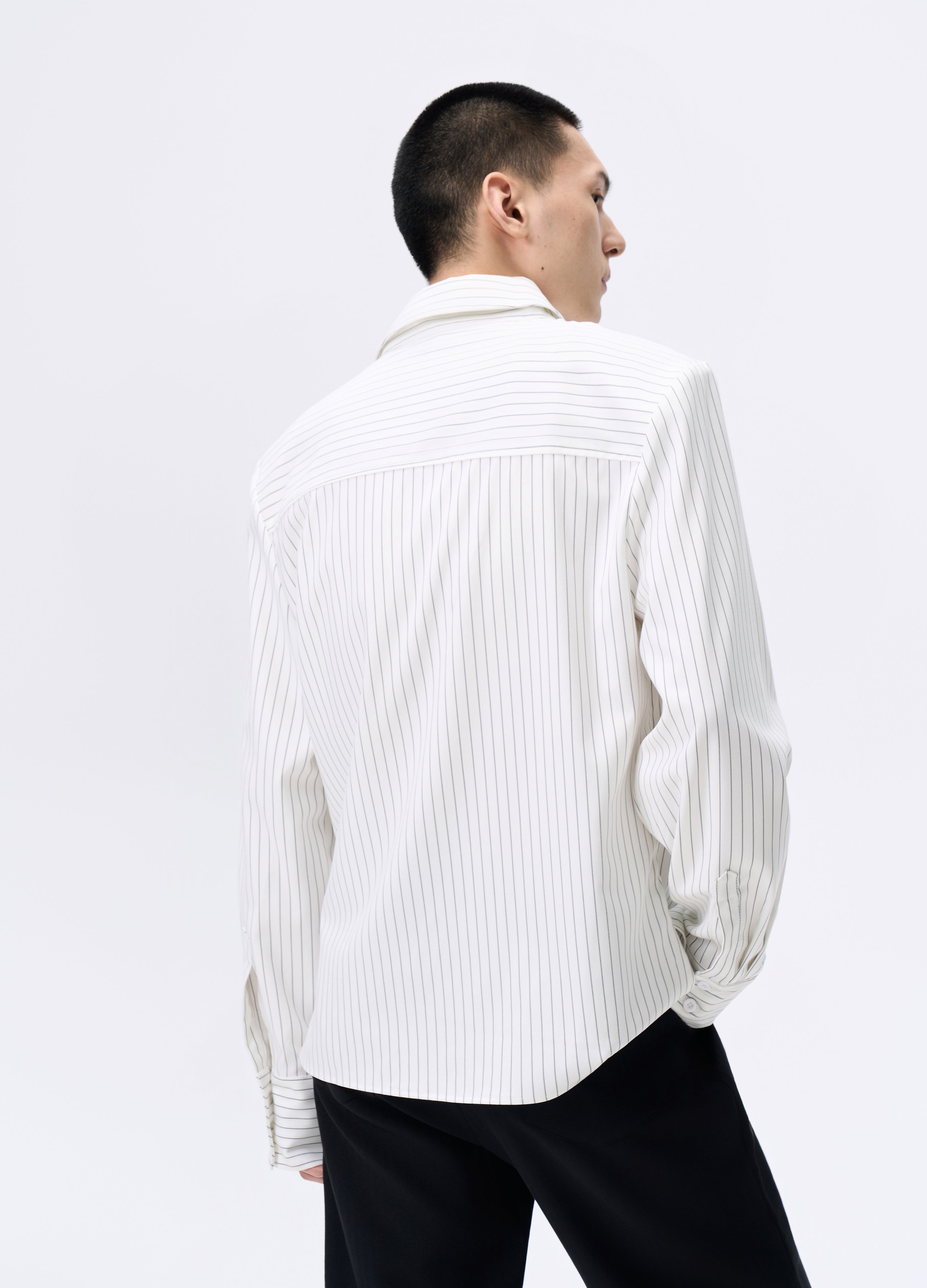 25FW STRIPED PADDED CROPPED SHIRT