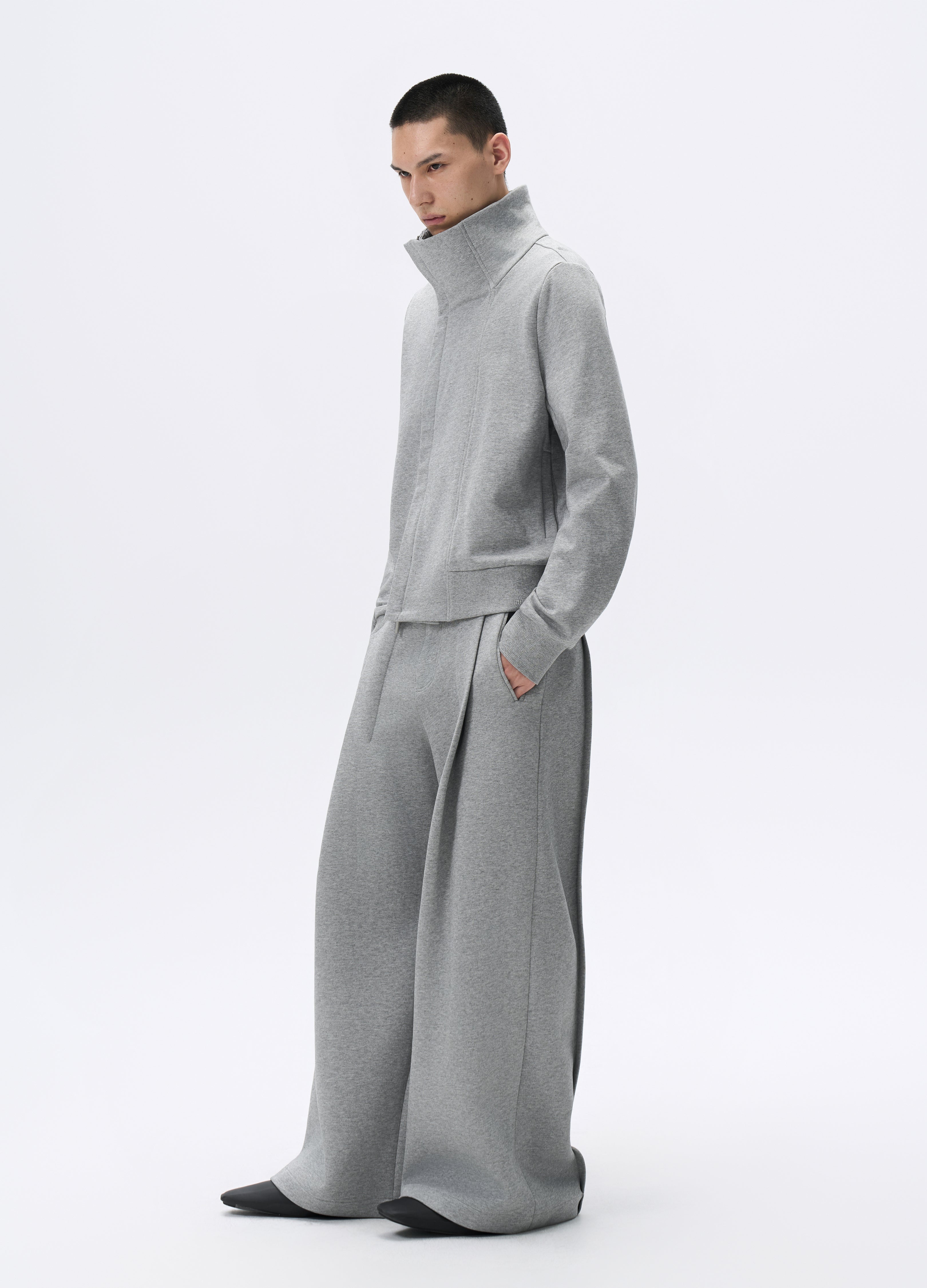25FW GREY LOOSE PLEAT TROUSERS