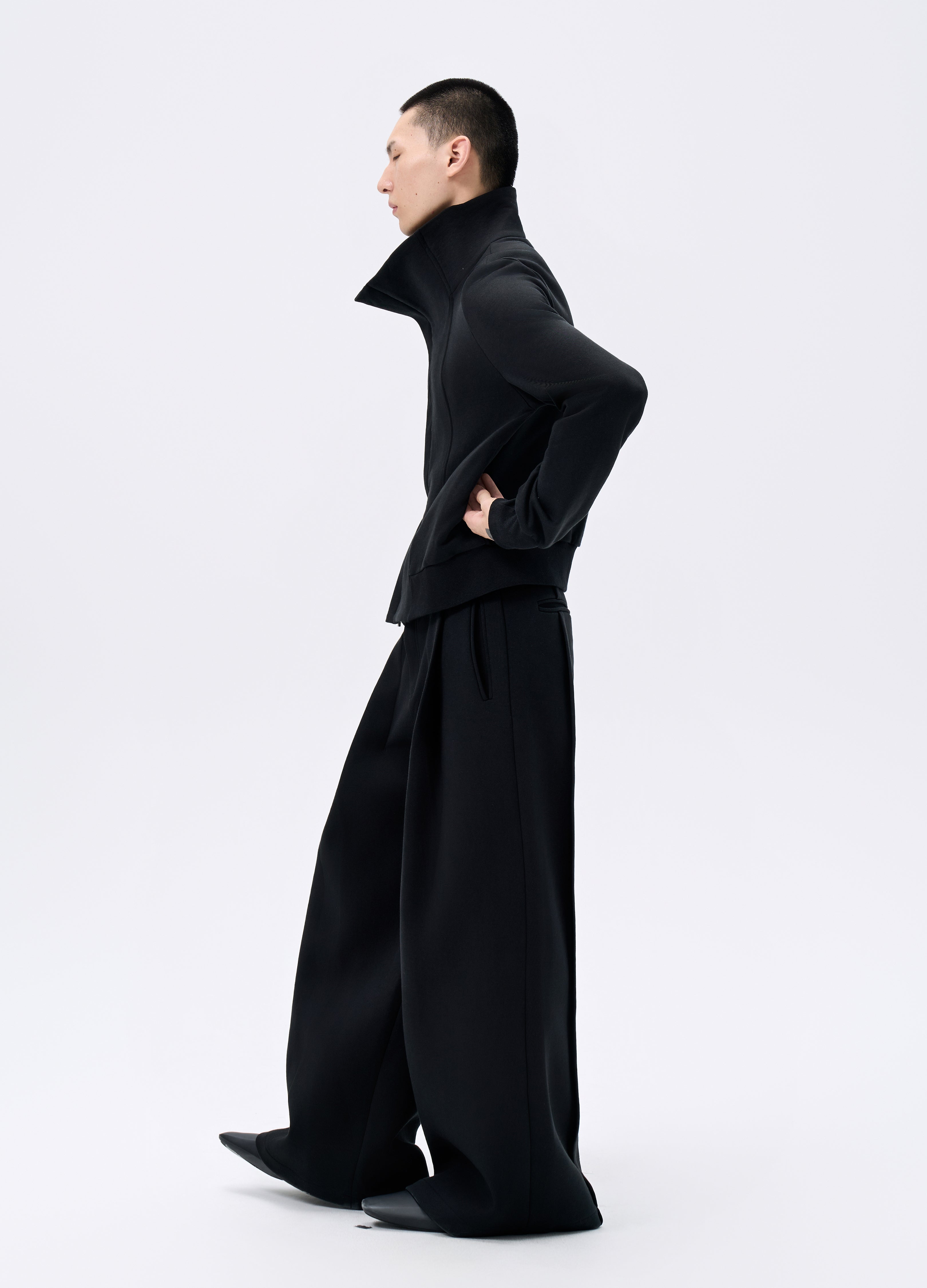 25FW BLACK ZIP CROPPED JACKET