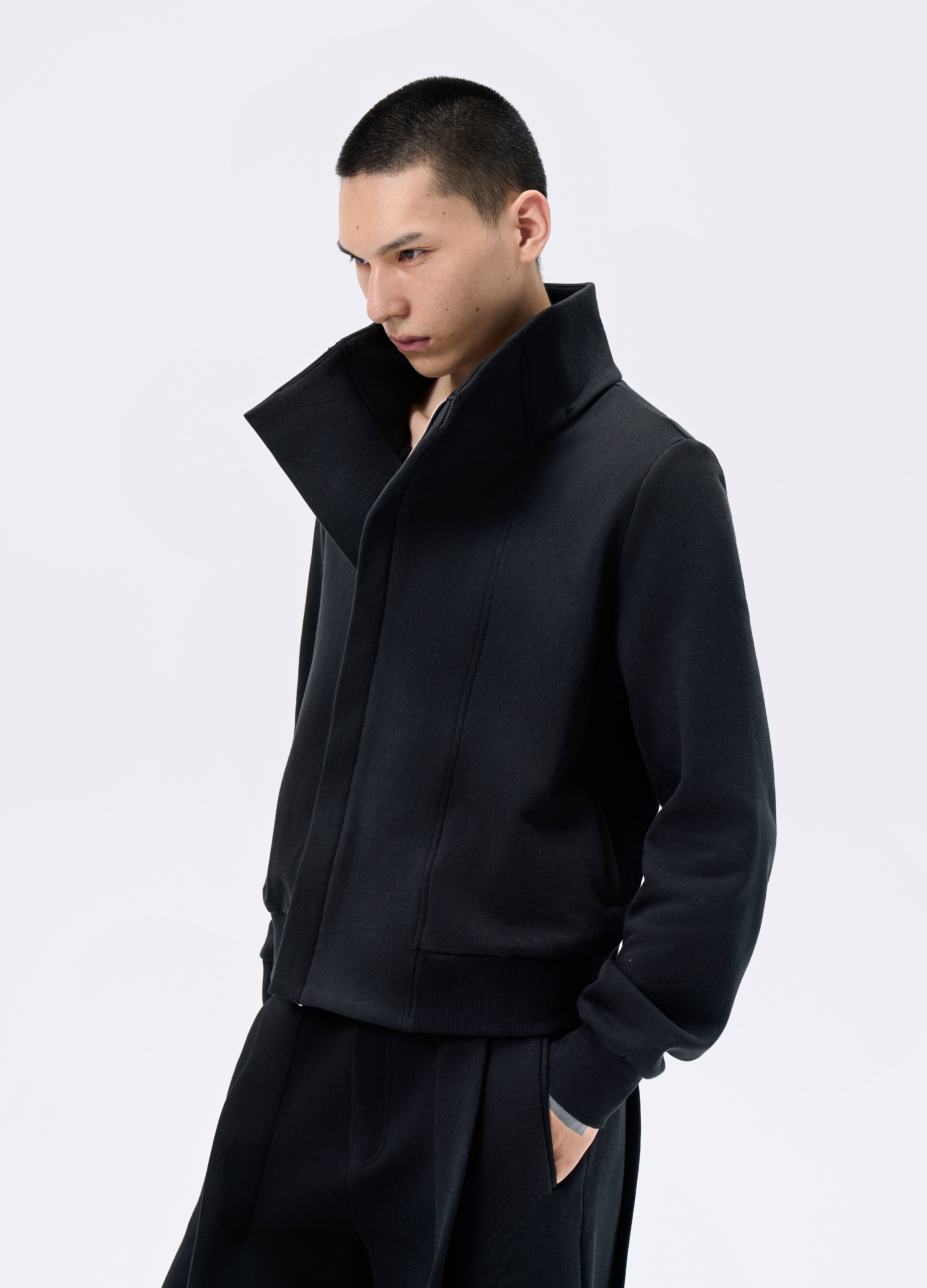 25FW BLACK ZIP CROPPED JACKET