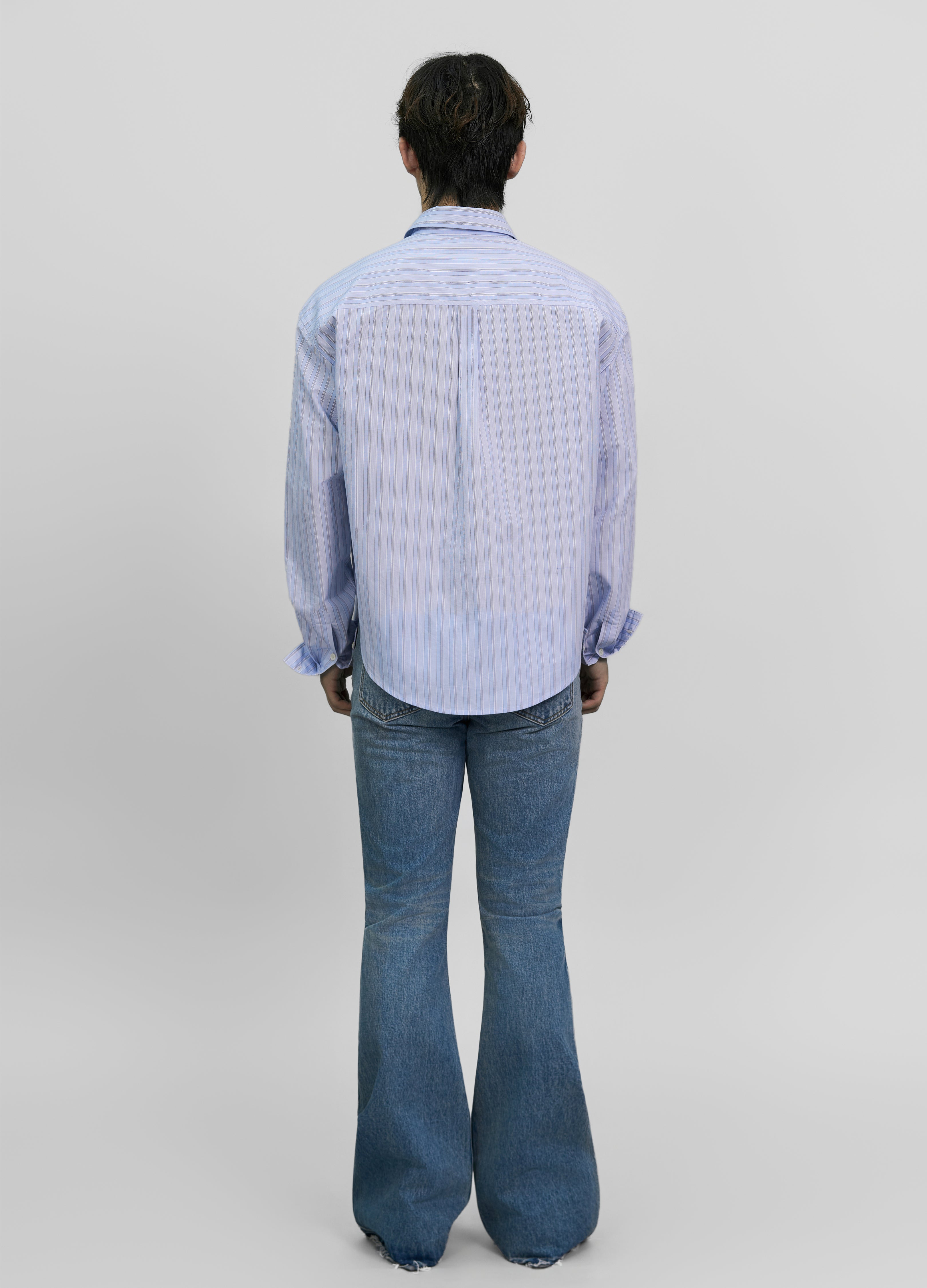 STRIPED EMBROIDERED BLUE SHIRT