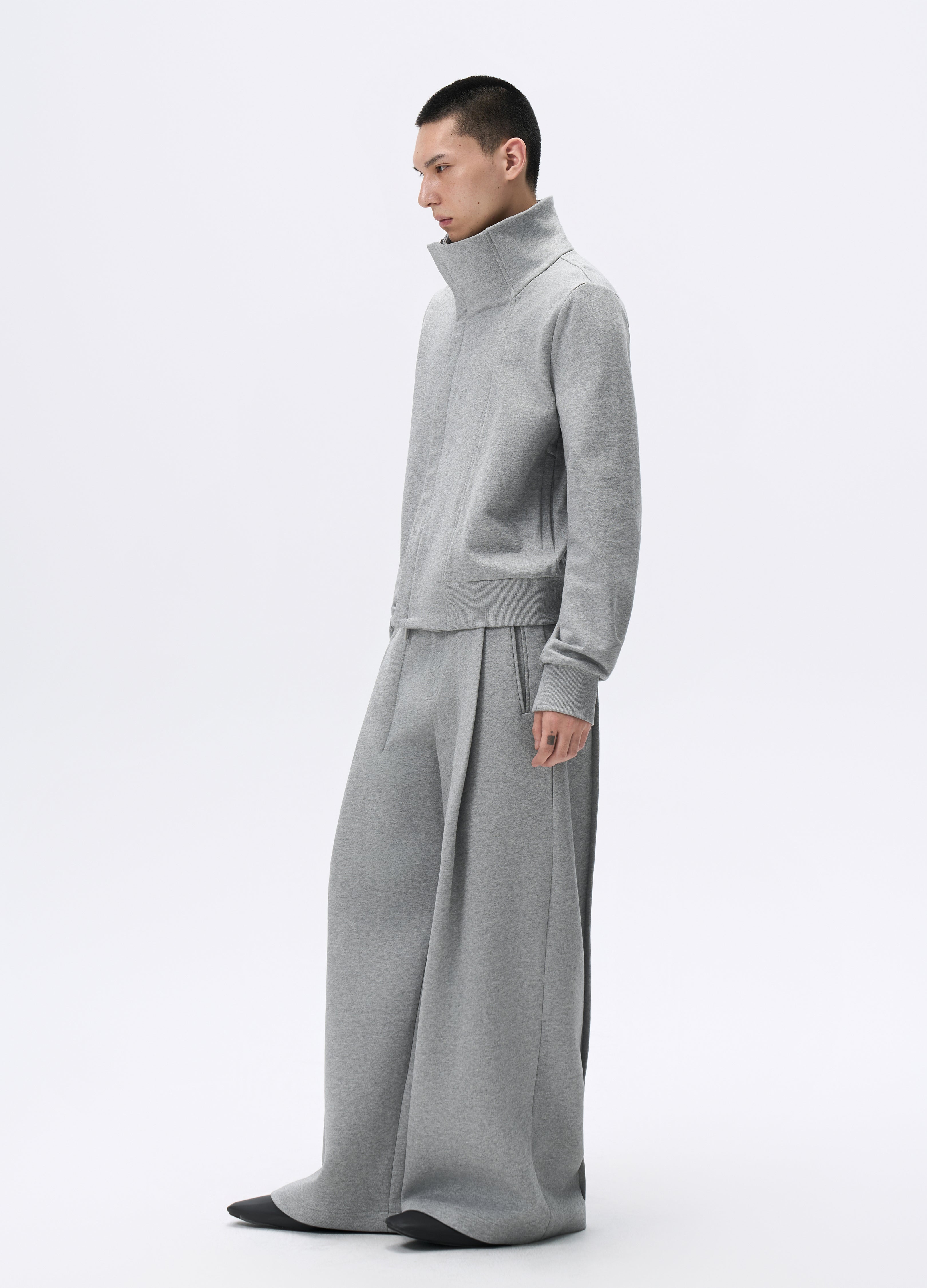 25FW GREY LOOSE PLEAT TROUSERS