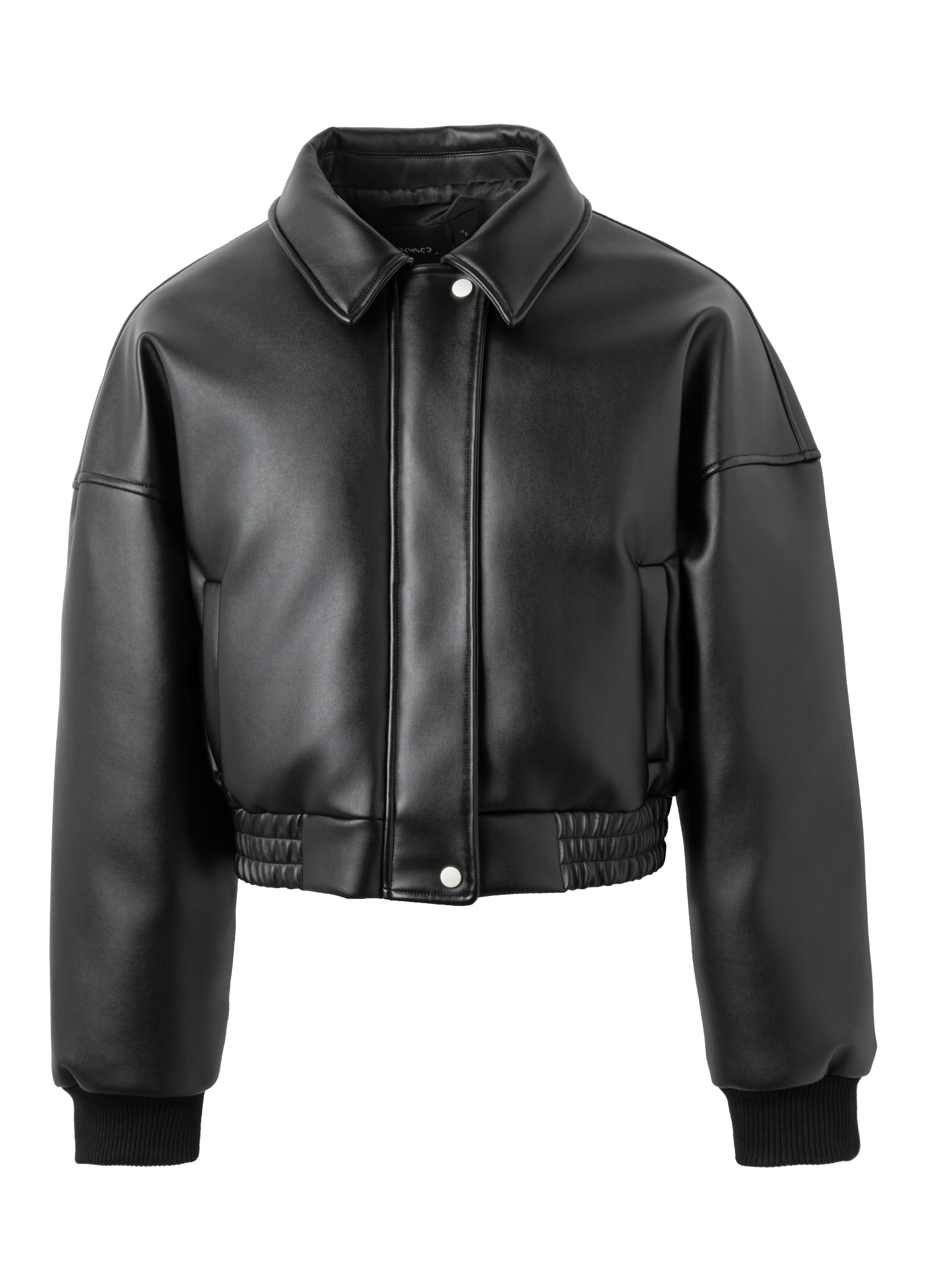 25FW HIGH-COLLAR LEATHER PUFFER