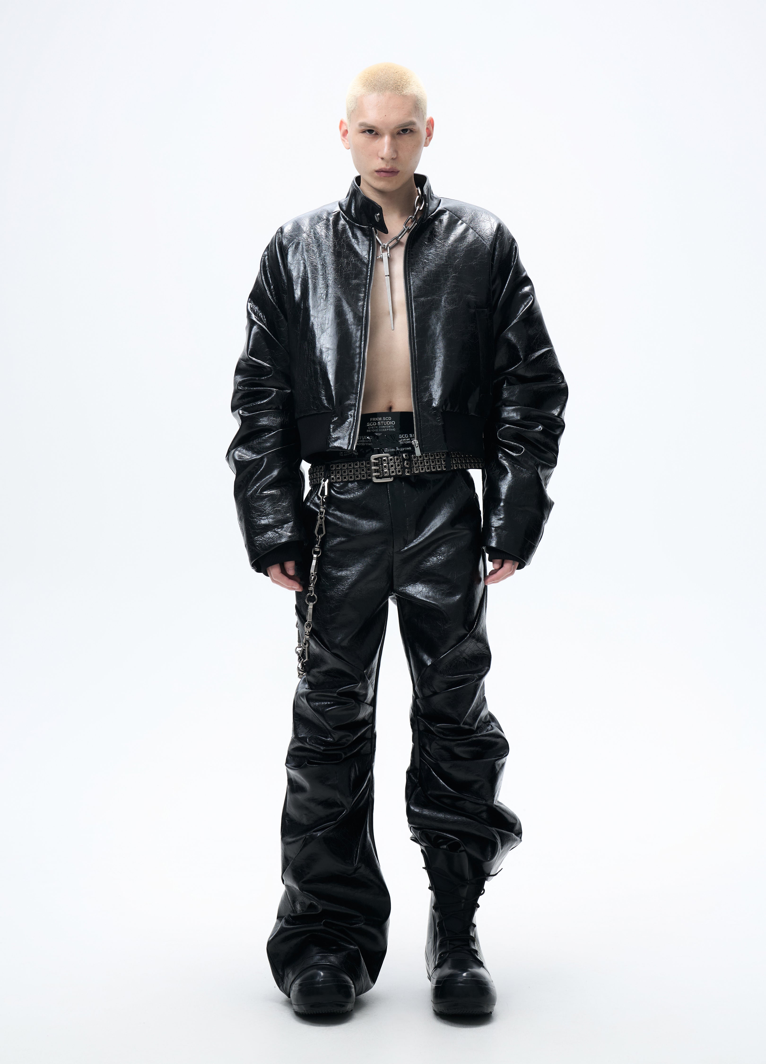 25FW PLEATED LEATHER PUFFER JACKET