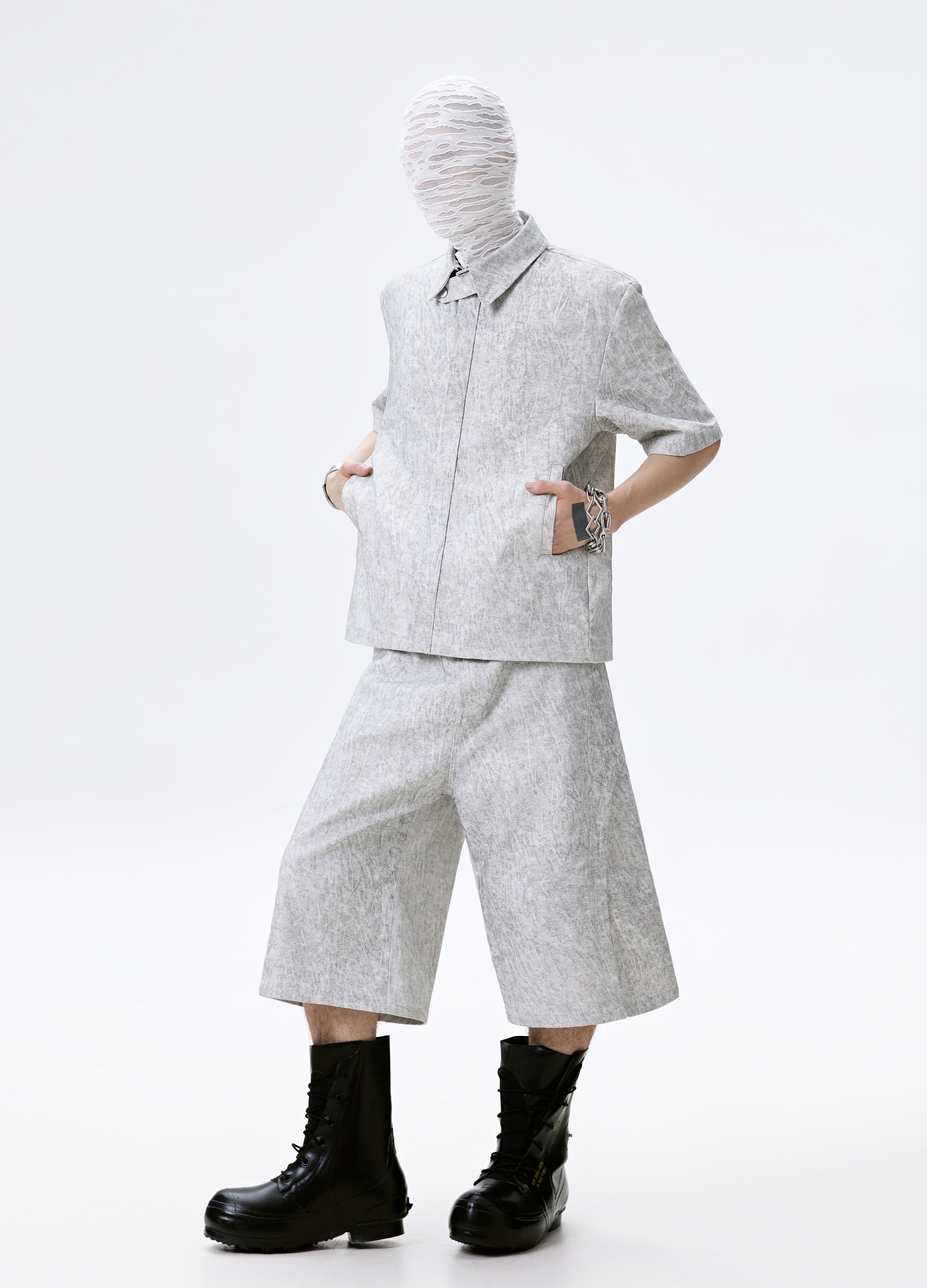 25SS GREY VEIN ZIP SHIRT