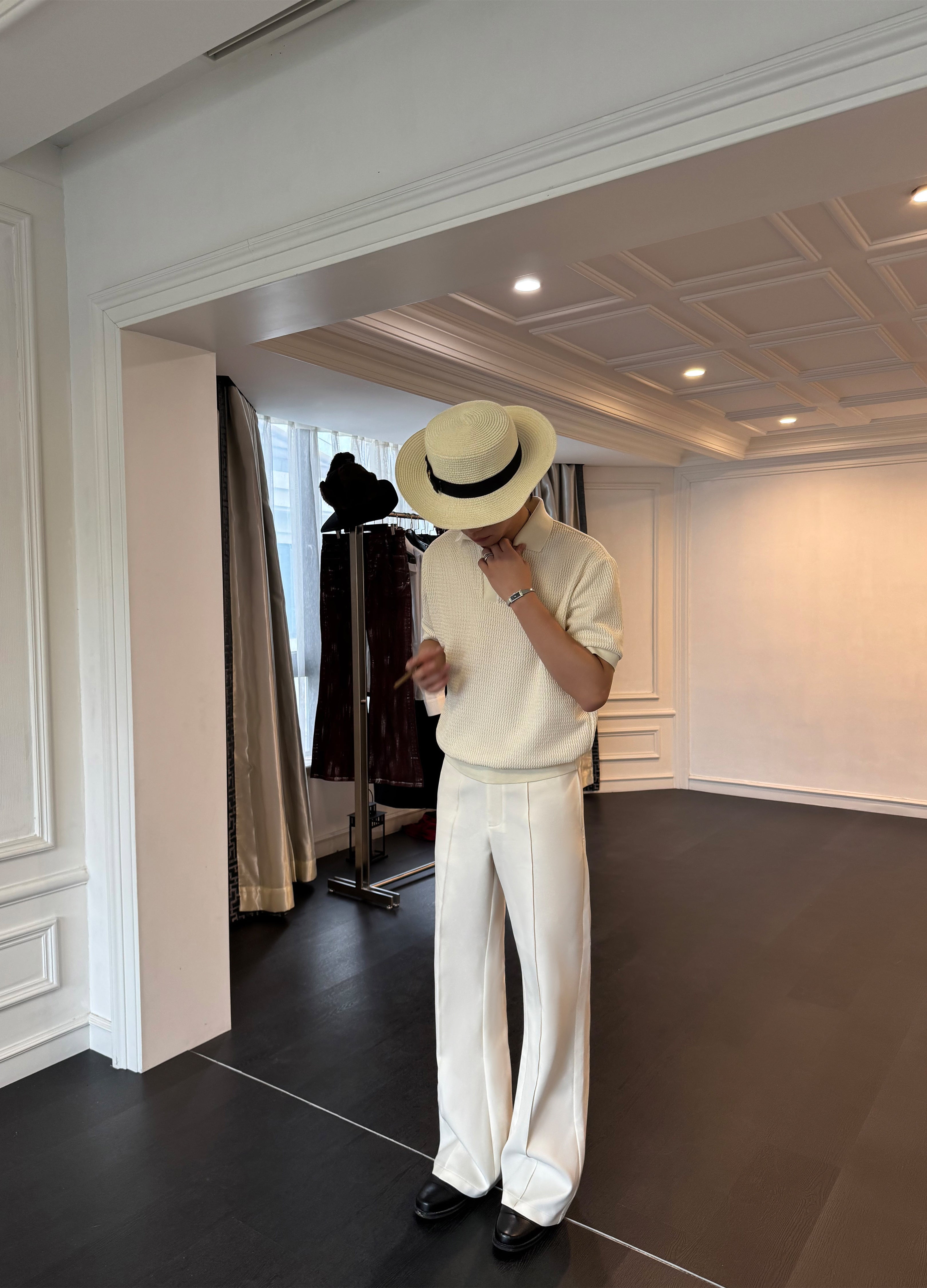 25SS JACQUARD V-NECK POLO