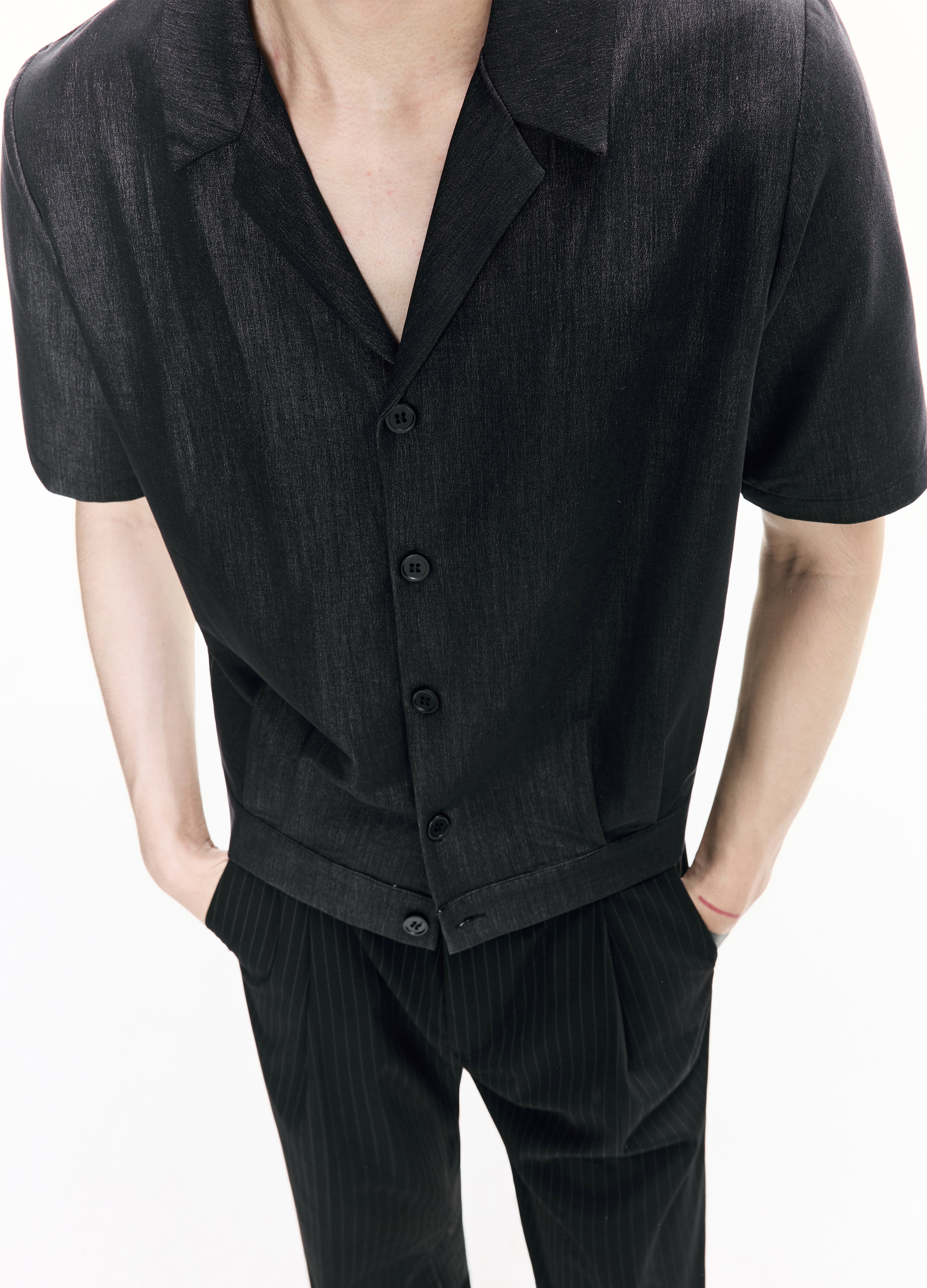 26SS BLACK DRAPE CUBA SHIRT