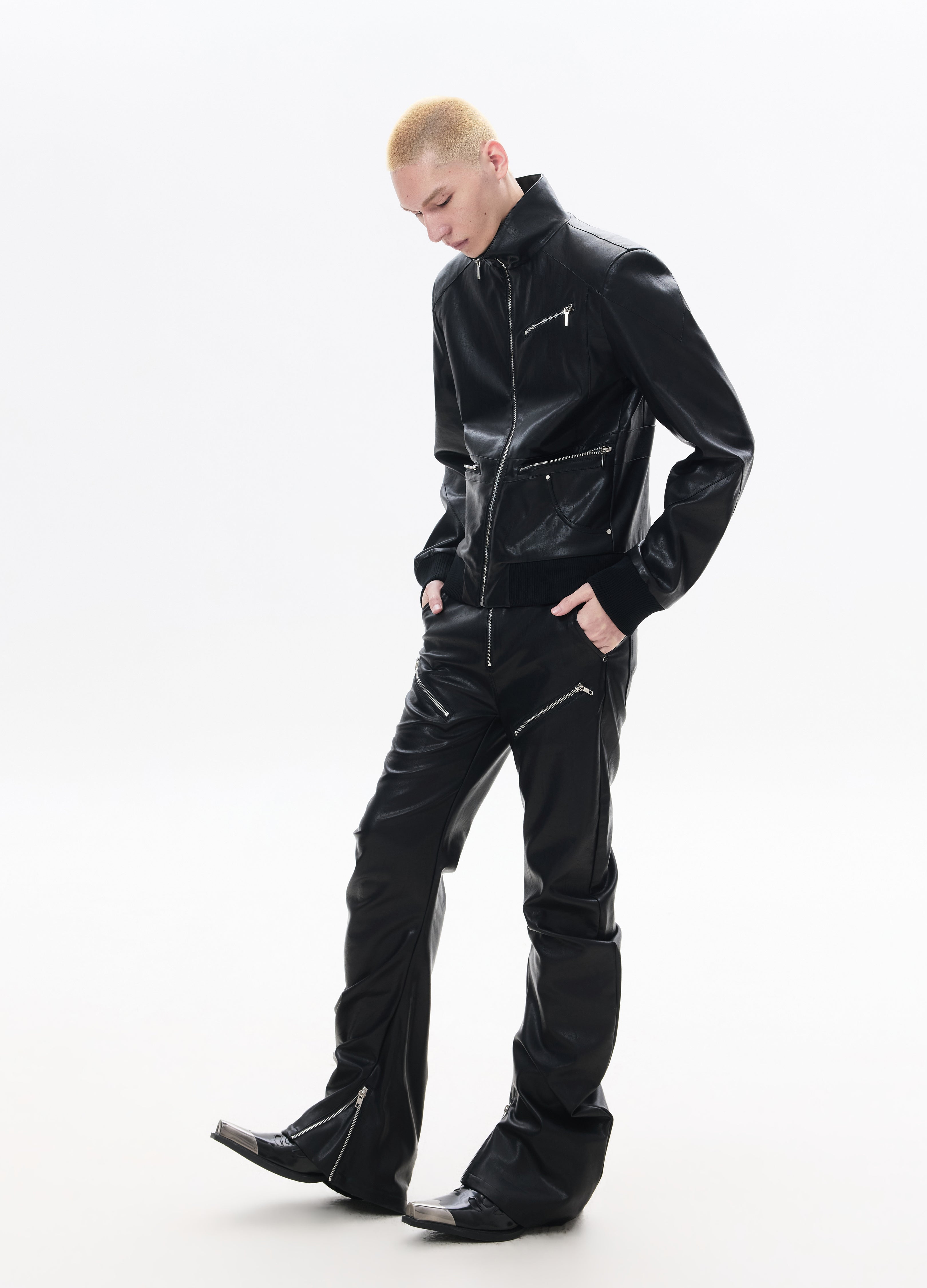 26SS STAND-COLLAR LEATHER JACKET