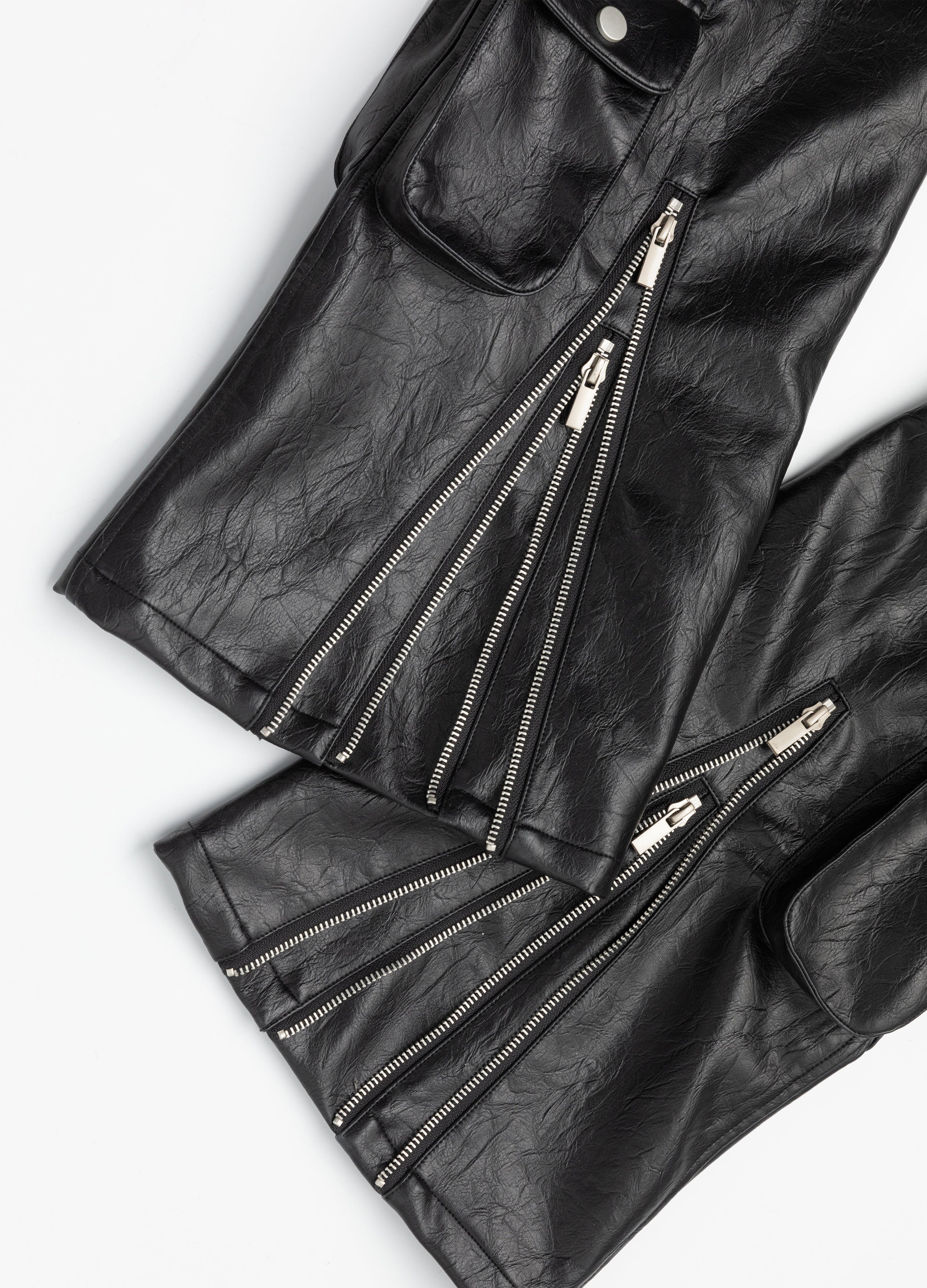 26SS BULLET FLARE LEATHER PANTS