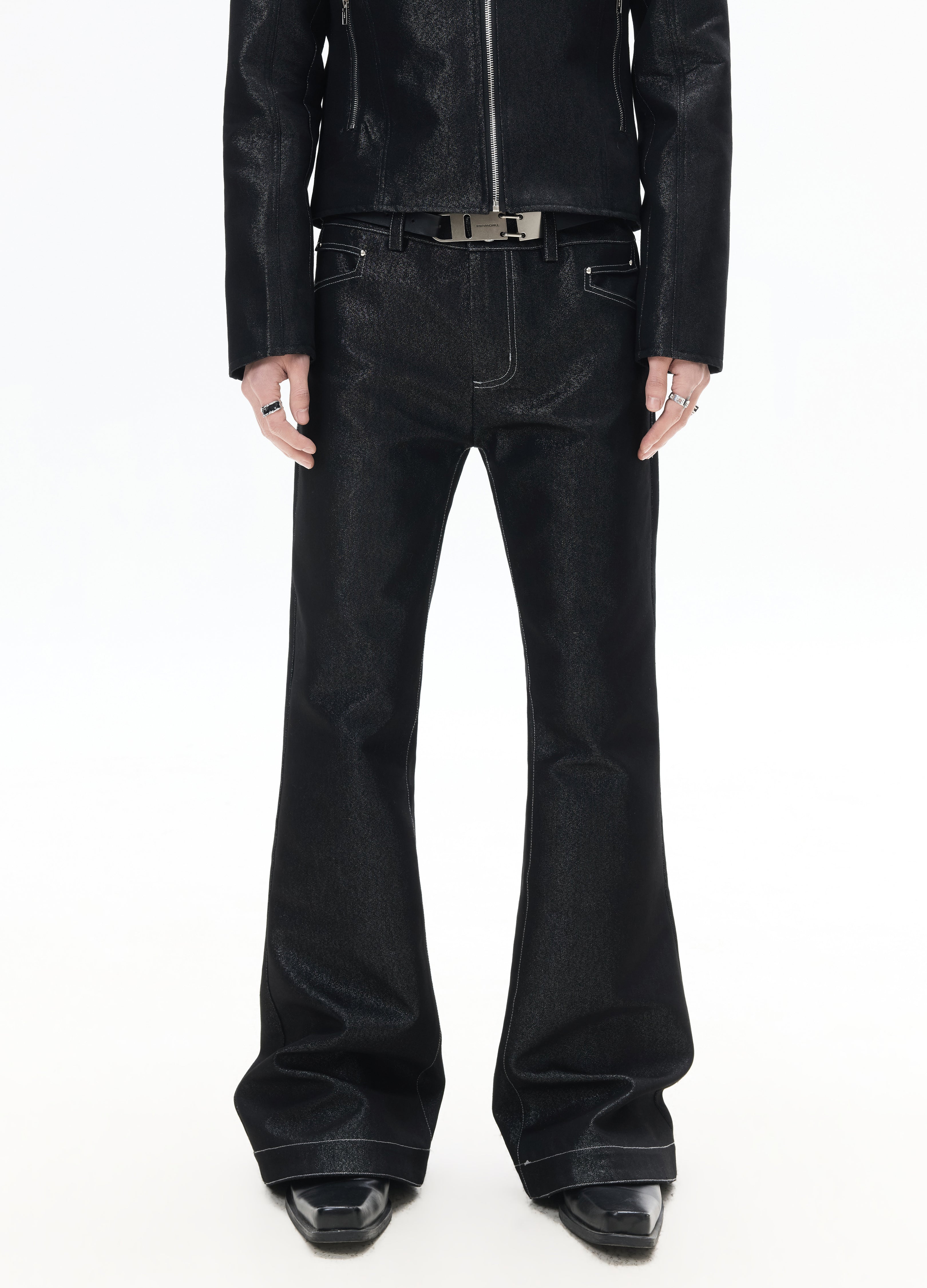 26SS METALLIC SHIMMER BOOTCUT JEANS
