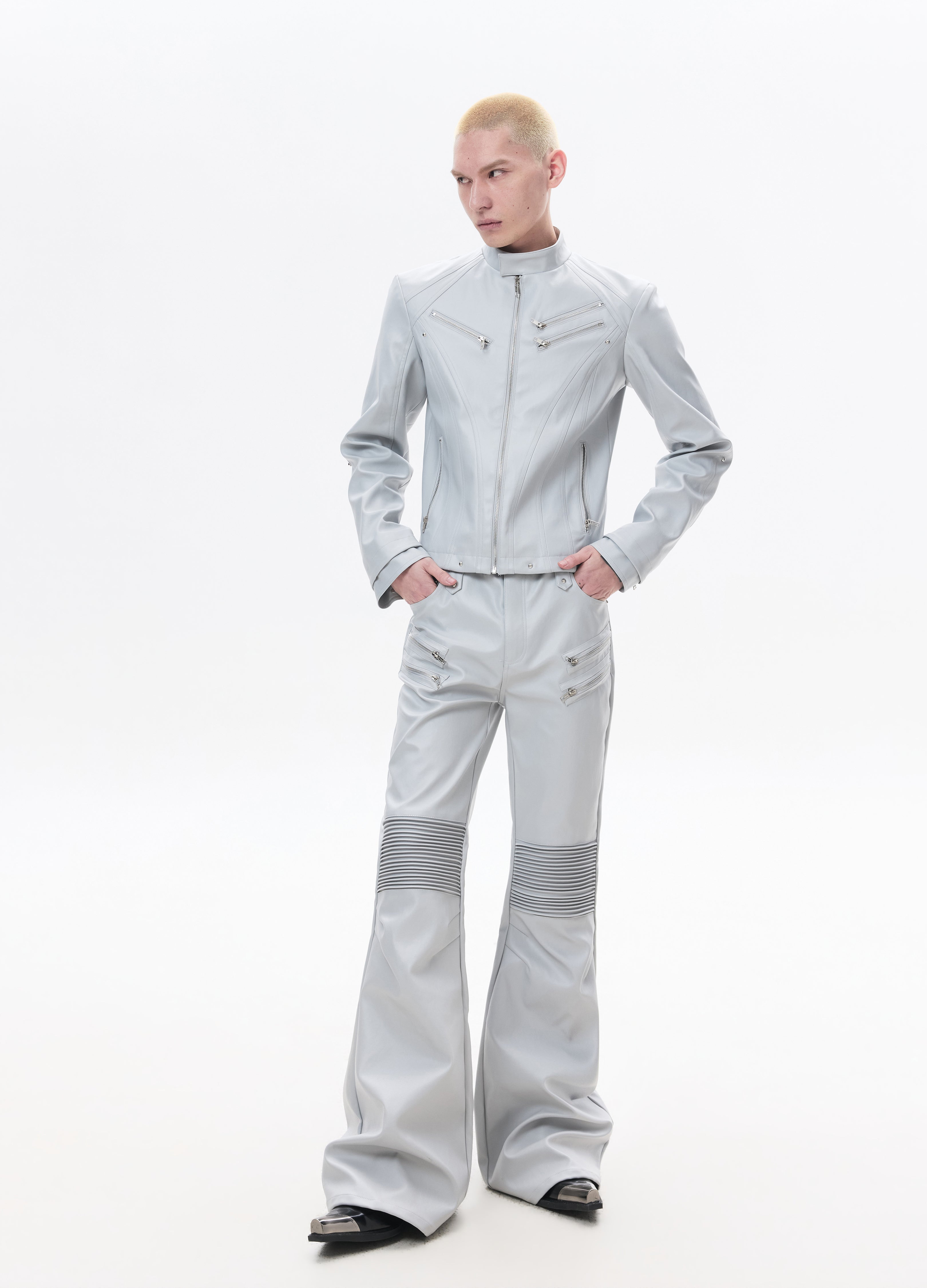 26SS SHARP ZIP LEATHER JACKET