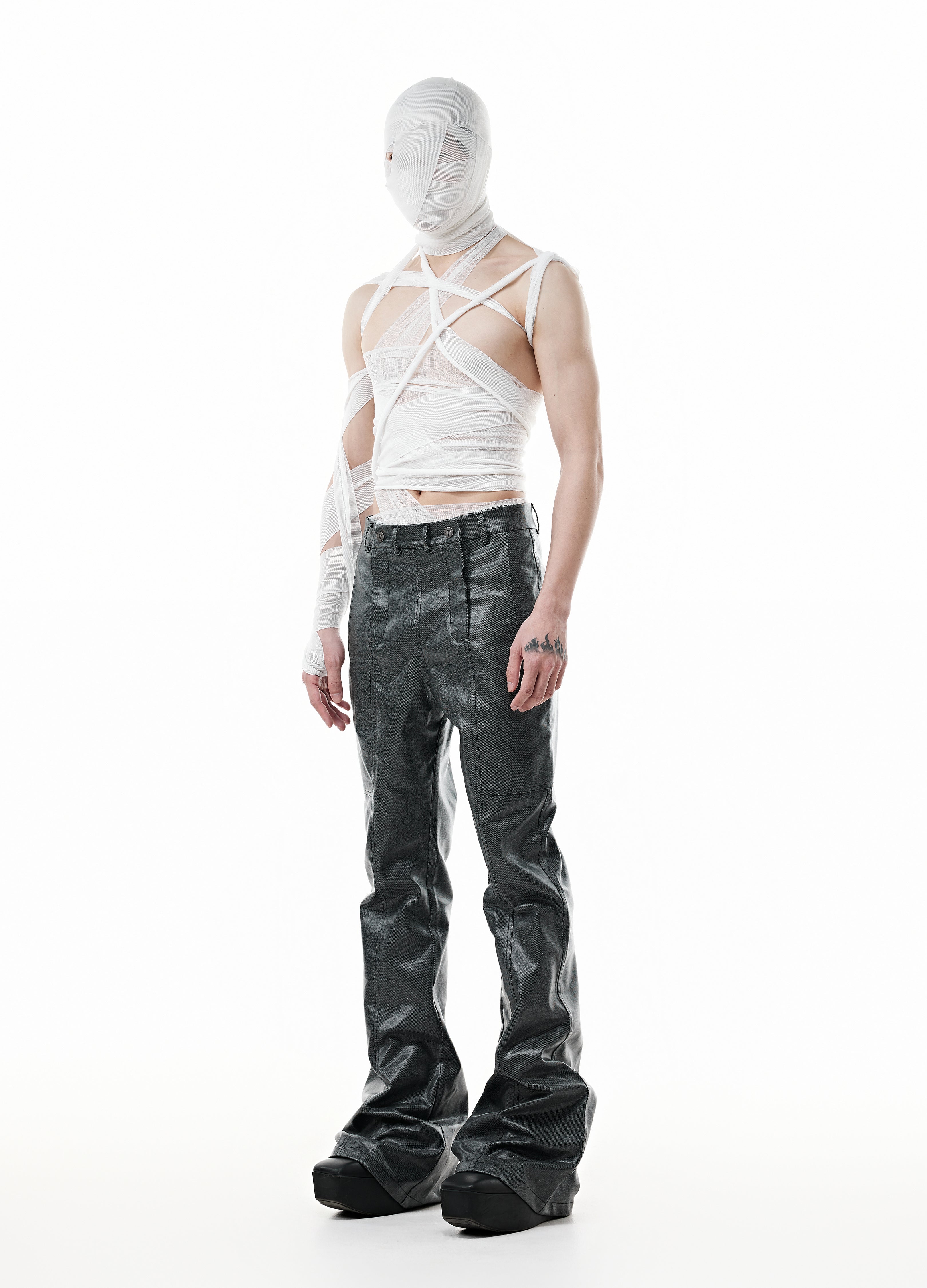 WAXED DRAPE DIVIDED PANTS