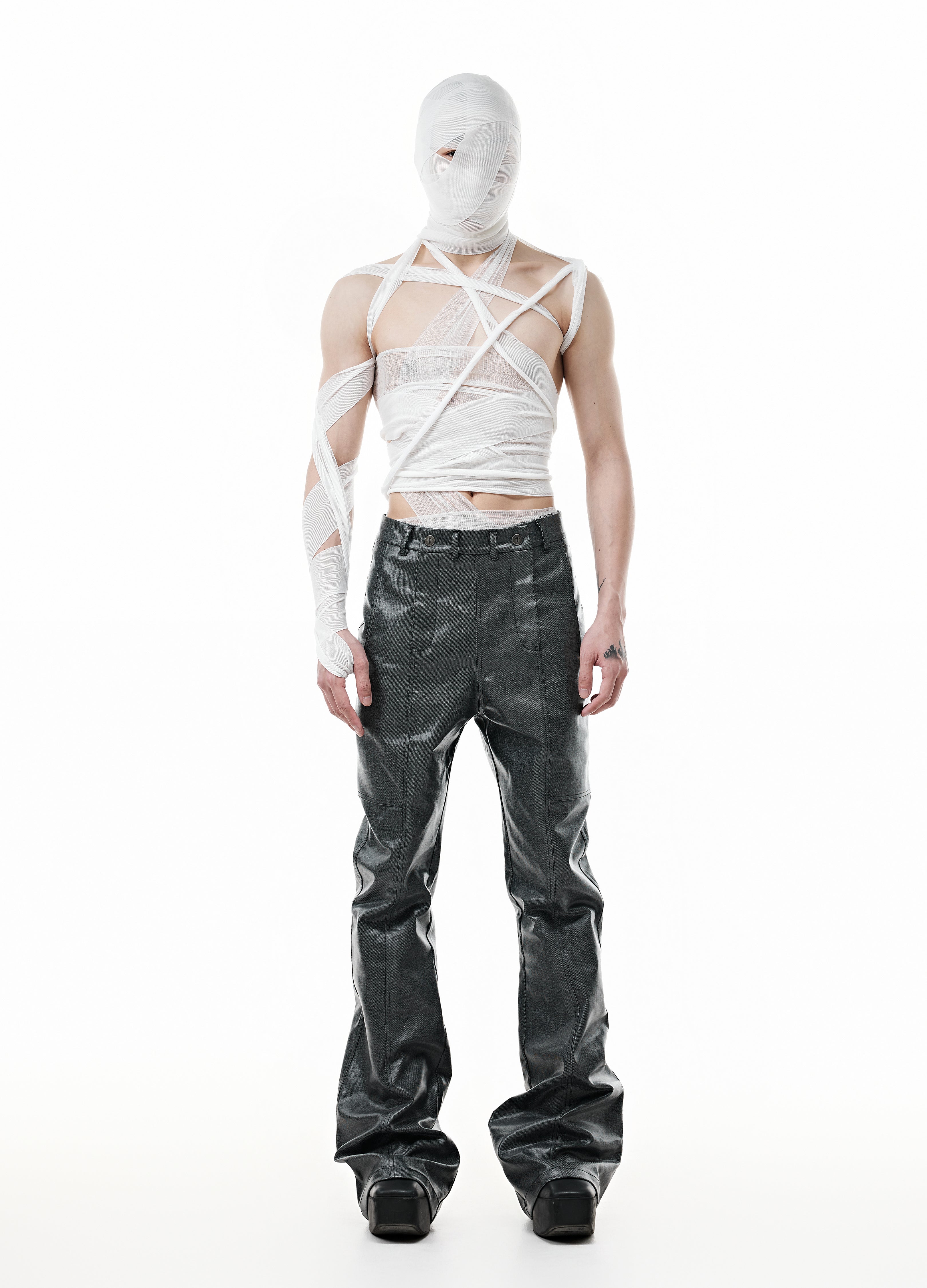 WAXED DRAPE DIVIDED PANTS