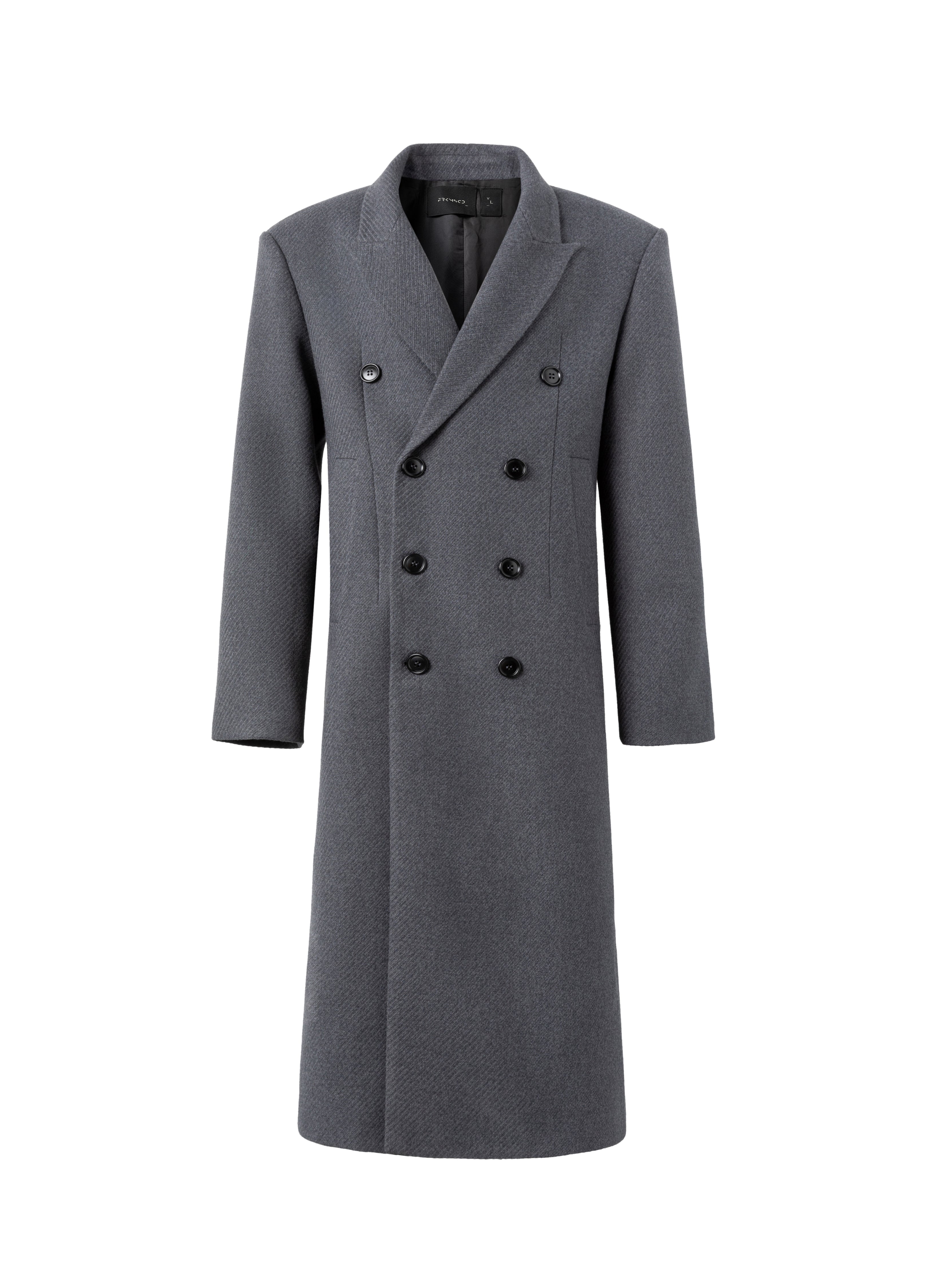 25FW GREY WAISTED WOOL OVERCOAT