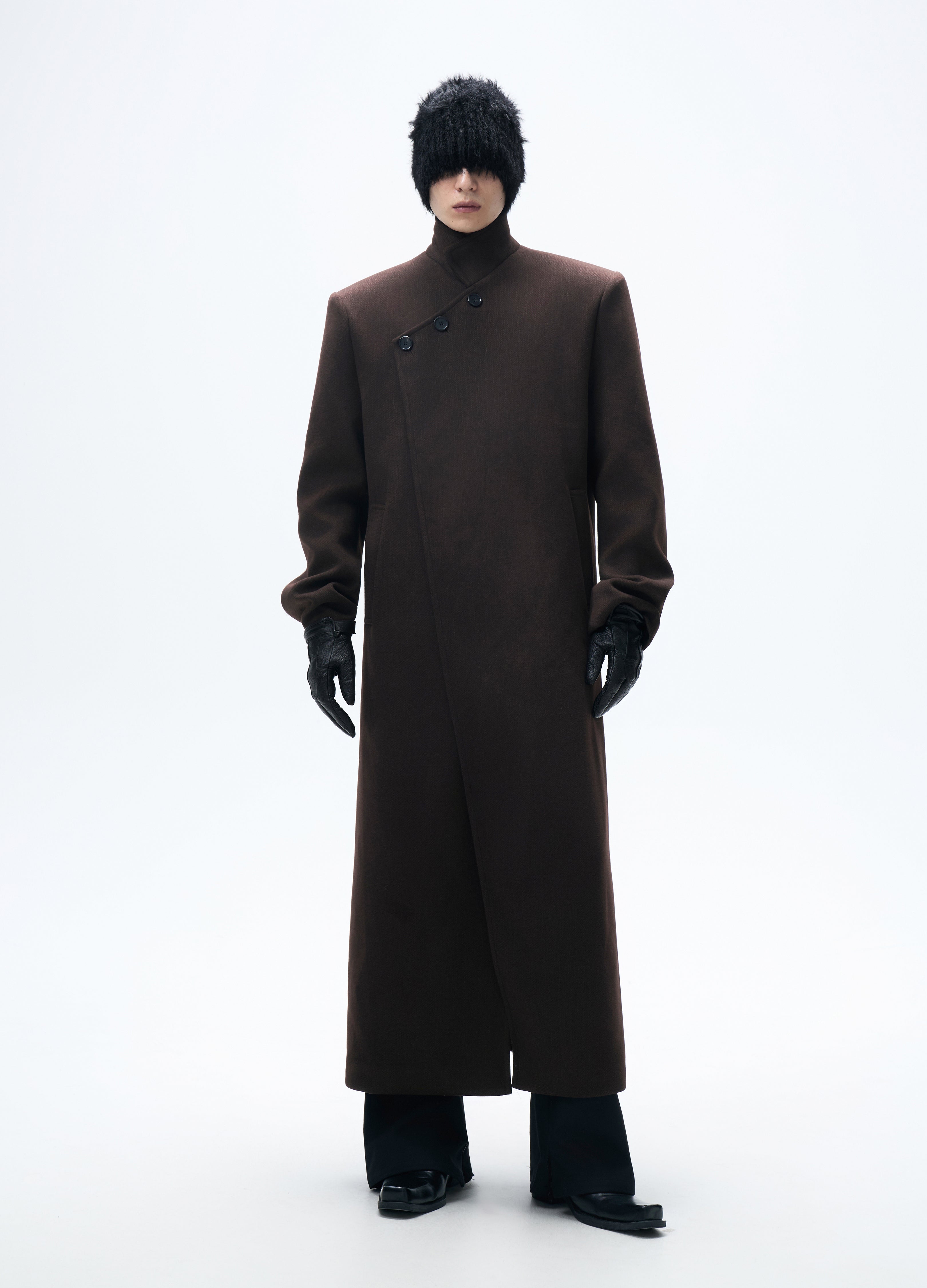 25FW CHESTNUT ASYMMETRIC WOOL COAT