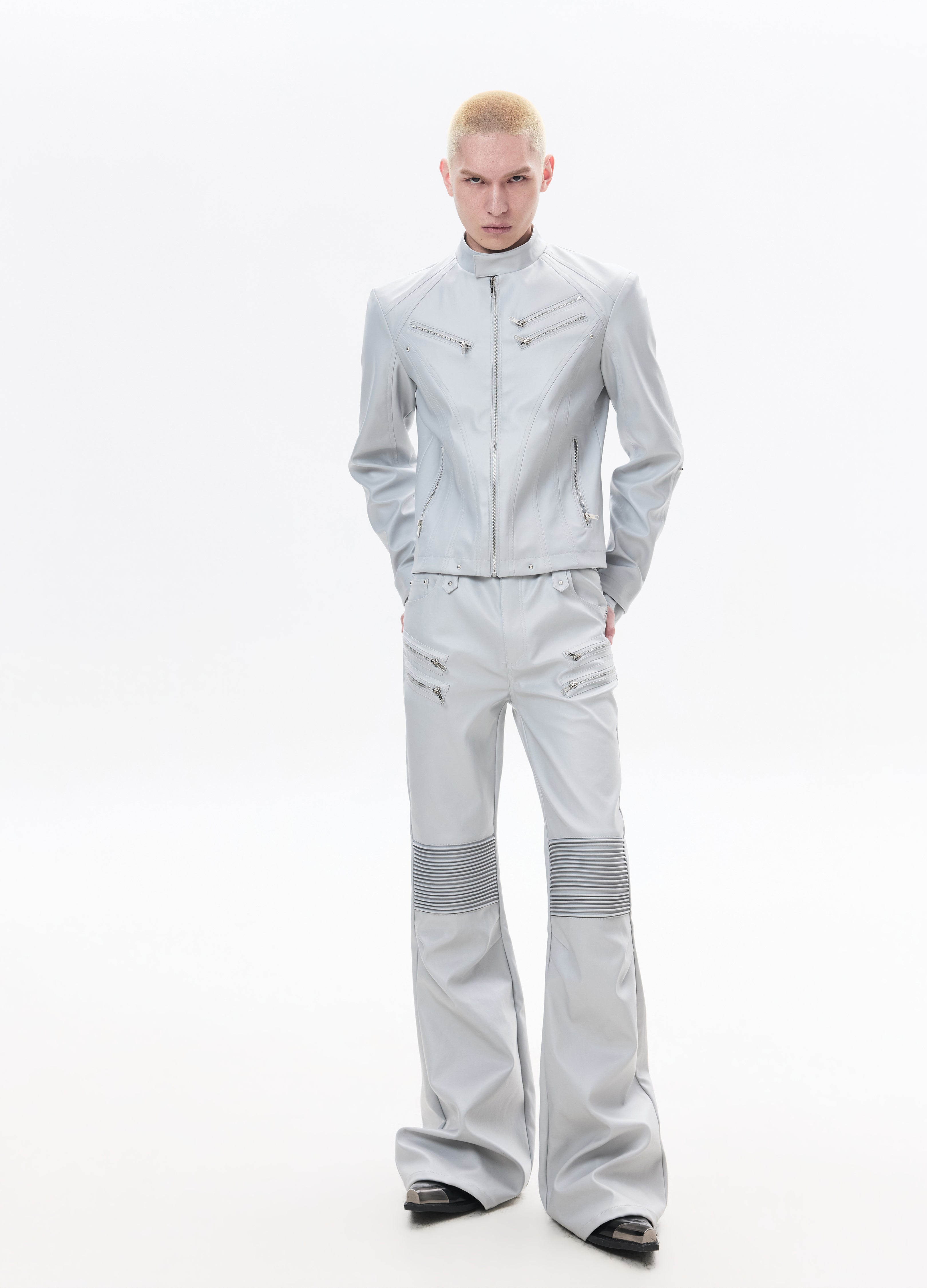 26SS SHARP ZIP LEATHER JACKET