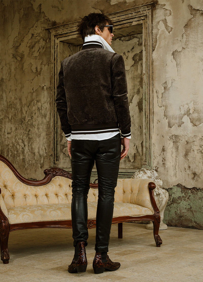 CRYSTAL VELVET LEATHER JACKET