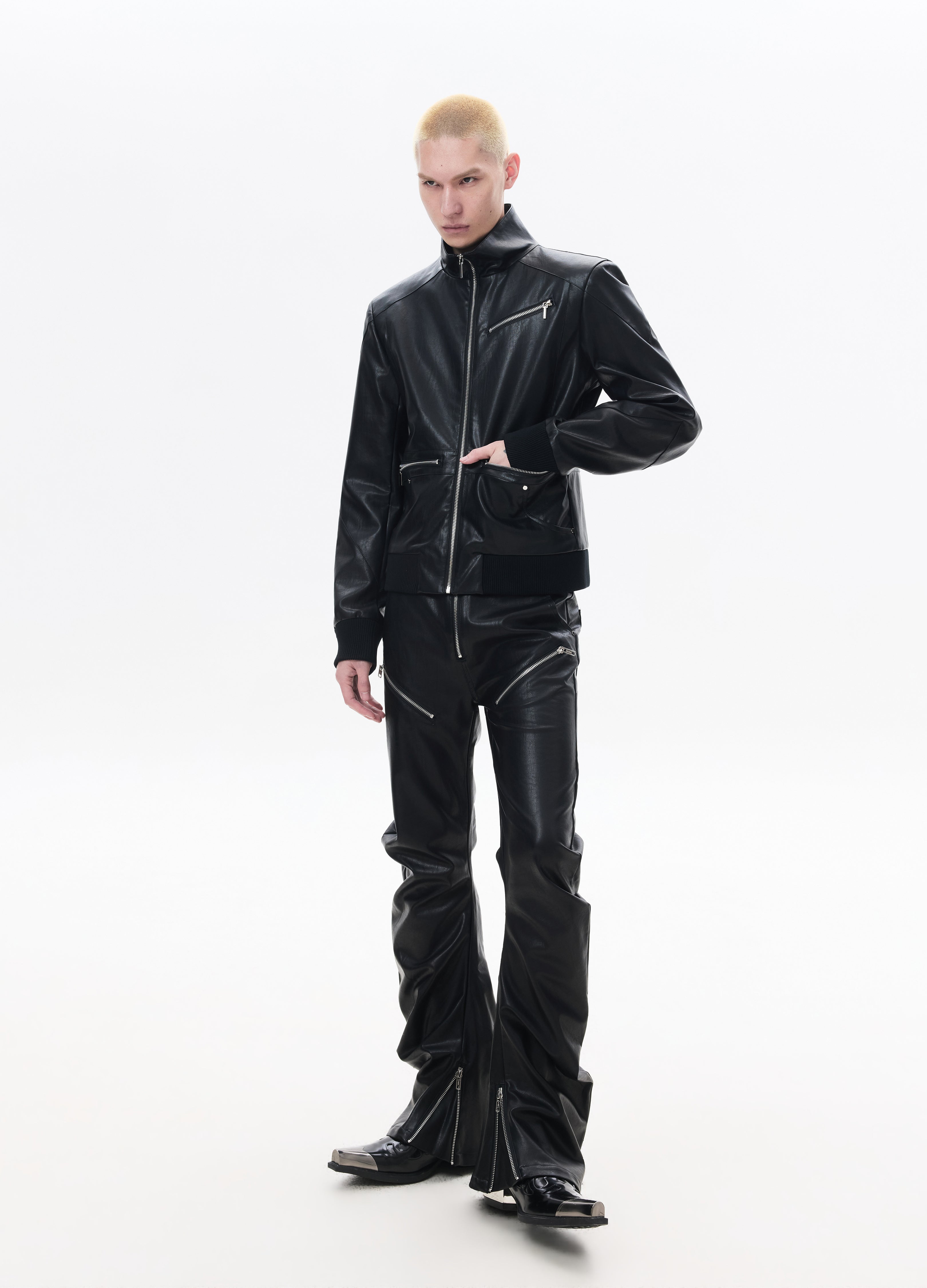 26SS STAND-COLLAR LEATHER JACKET