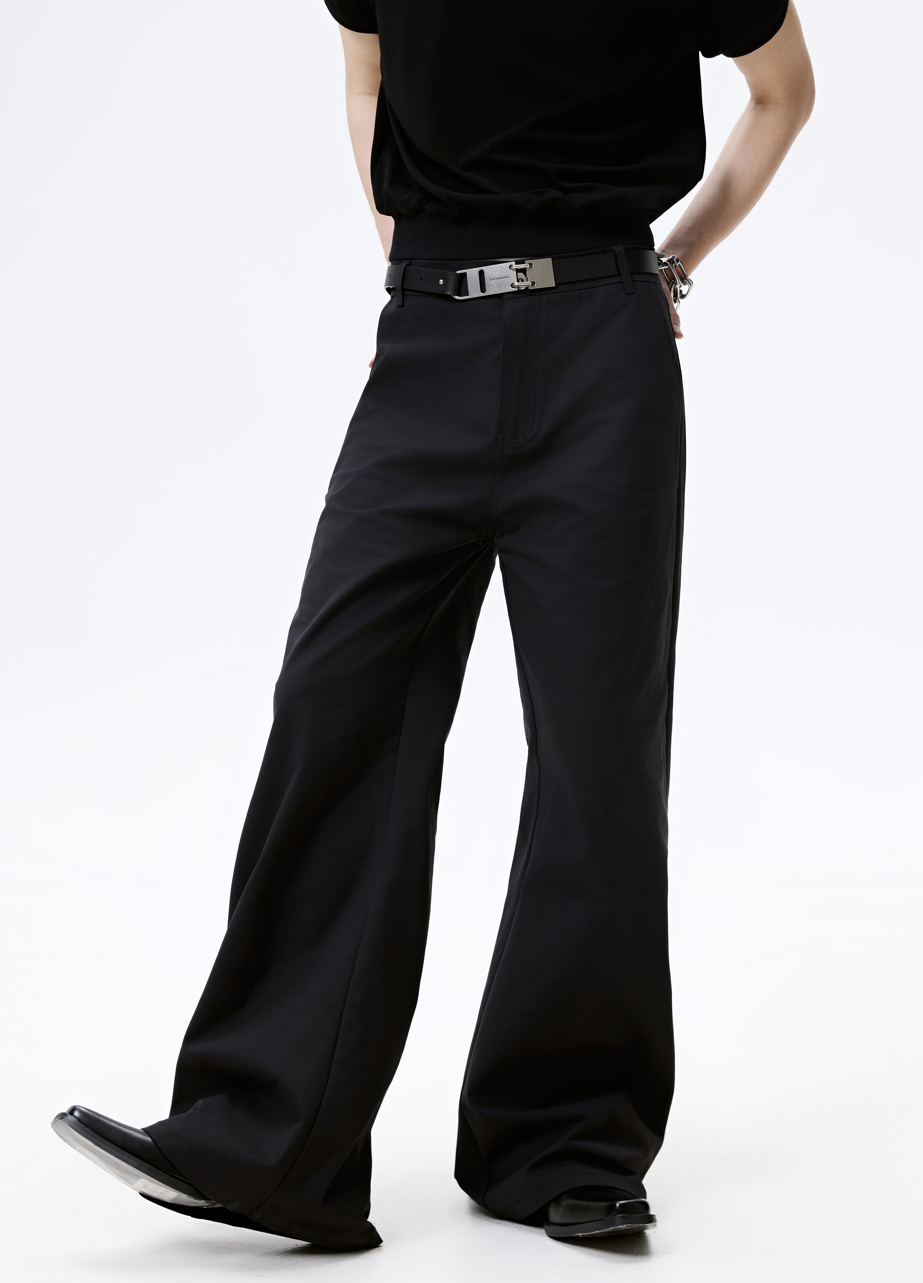 25SS BLACK BASELINE FLARE PANTS