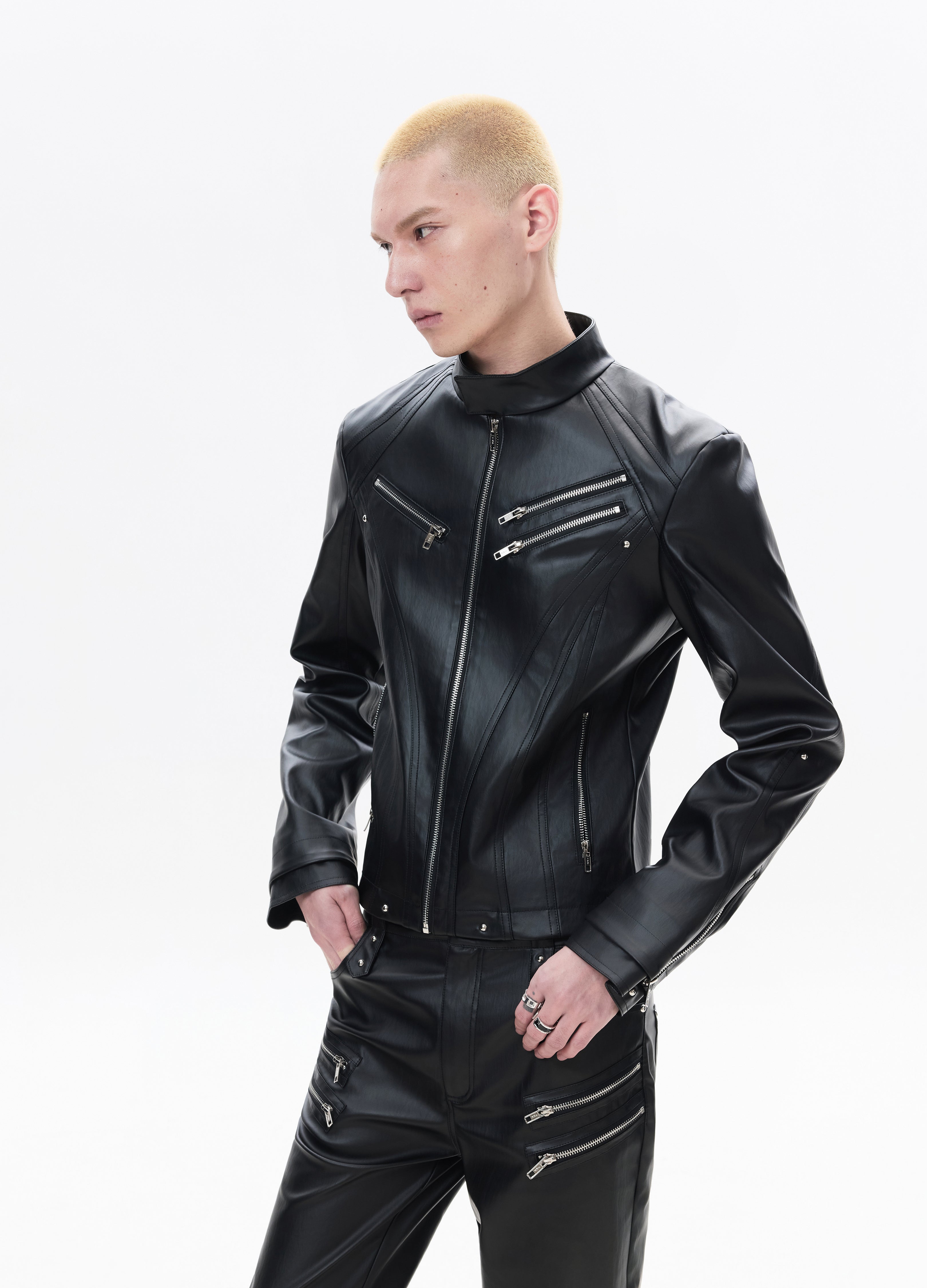 26SS DECONSTRUCT ZIP BIKER JACKET