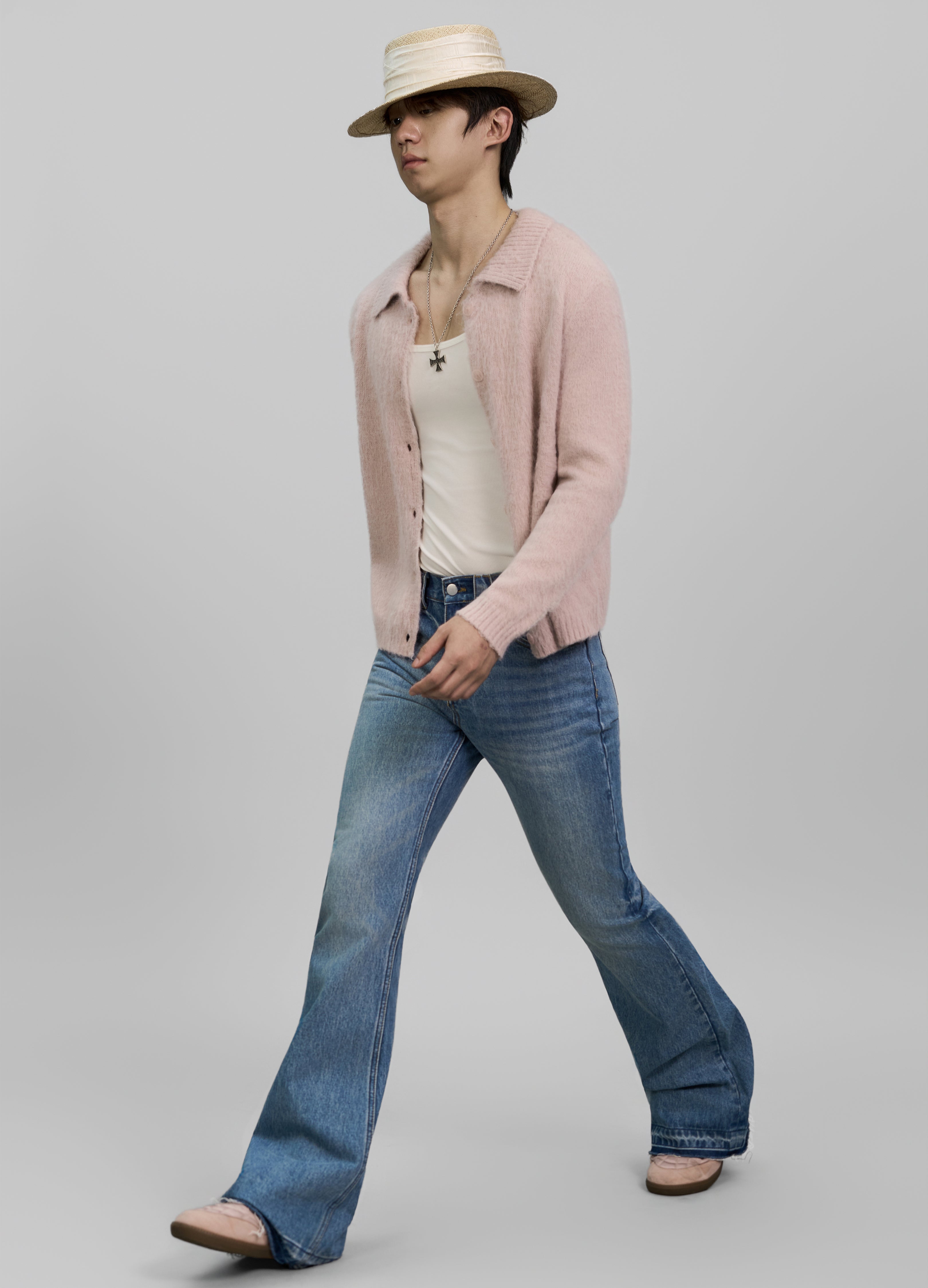 PINK CASHMERE KNIT CARDIGAN