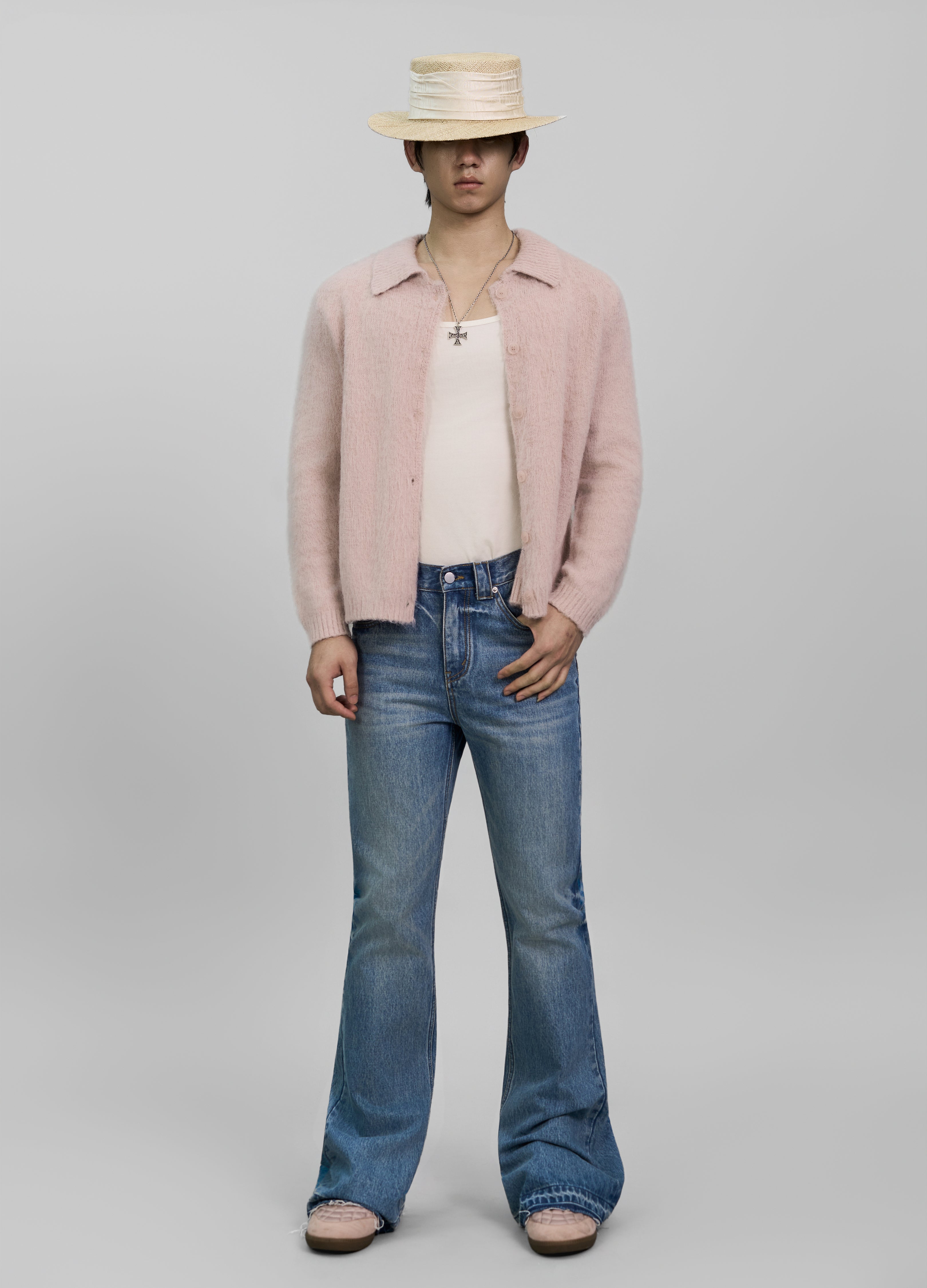 PINK CASHMERE KNIT CARDIGAN