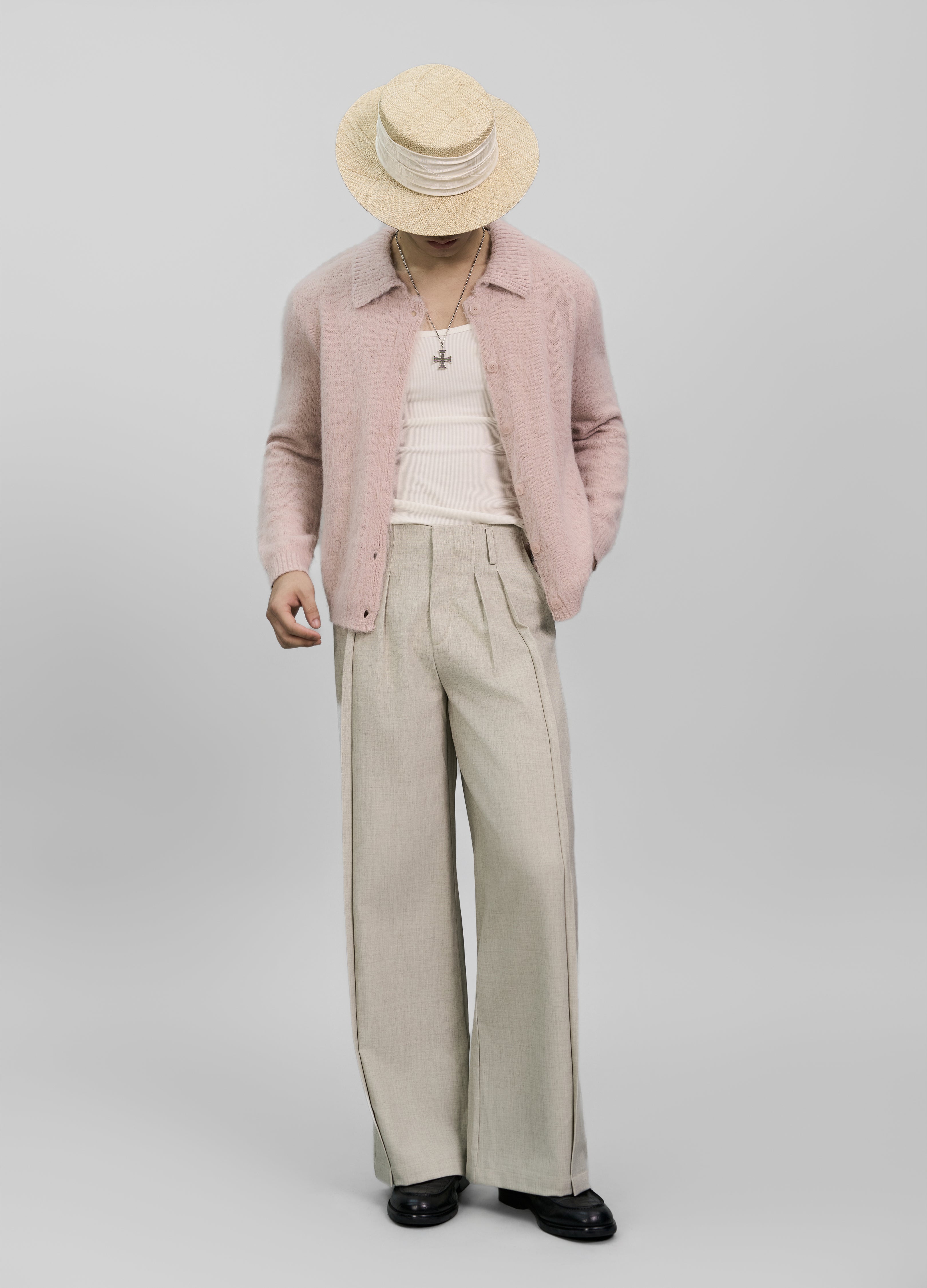 PINK CASHMERE KNIT CARDIGAN