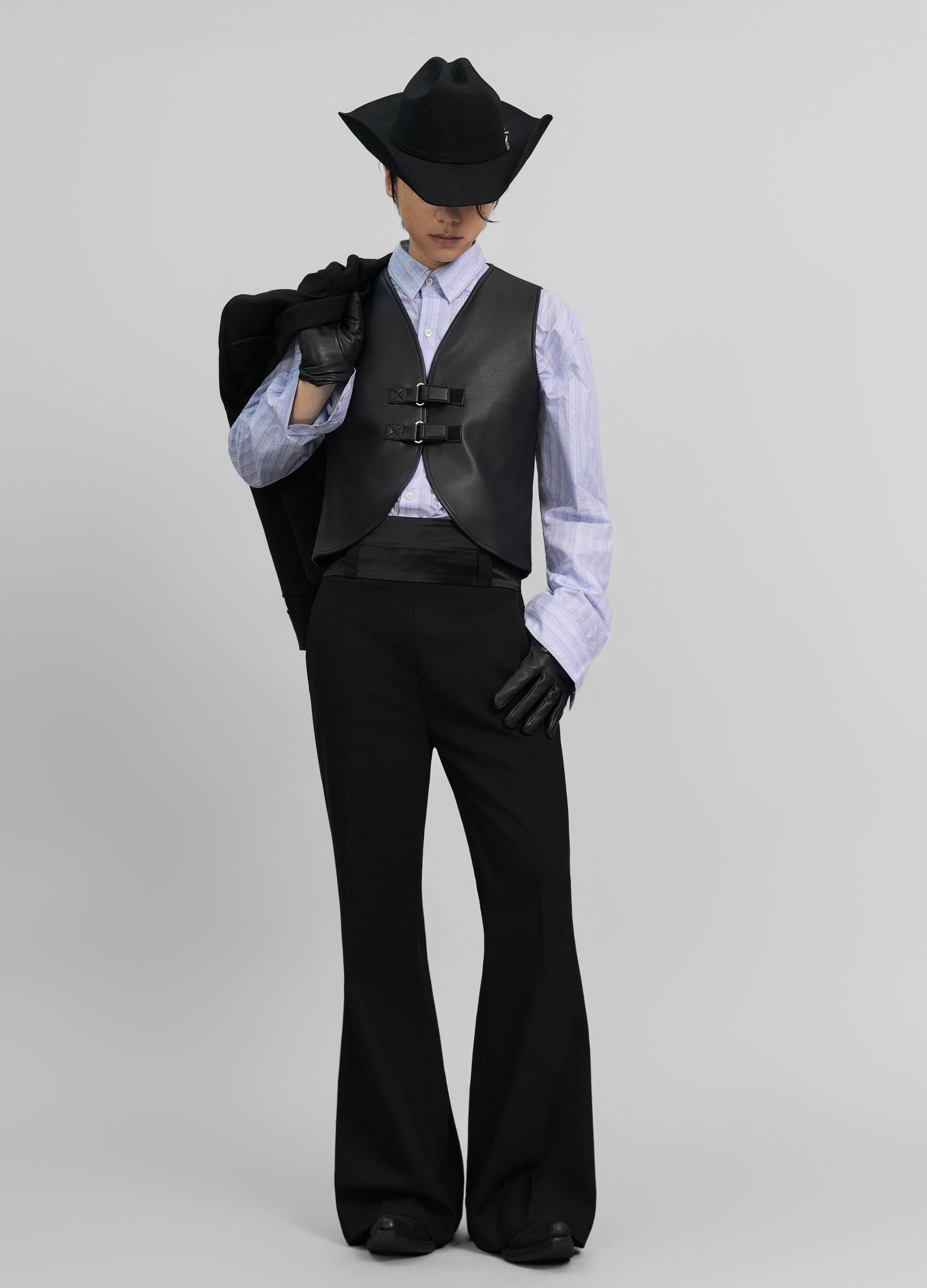 DOUBLE BUCKLE LEATHER VEST