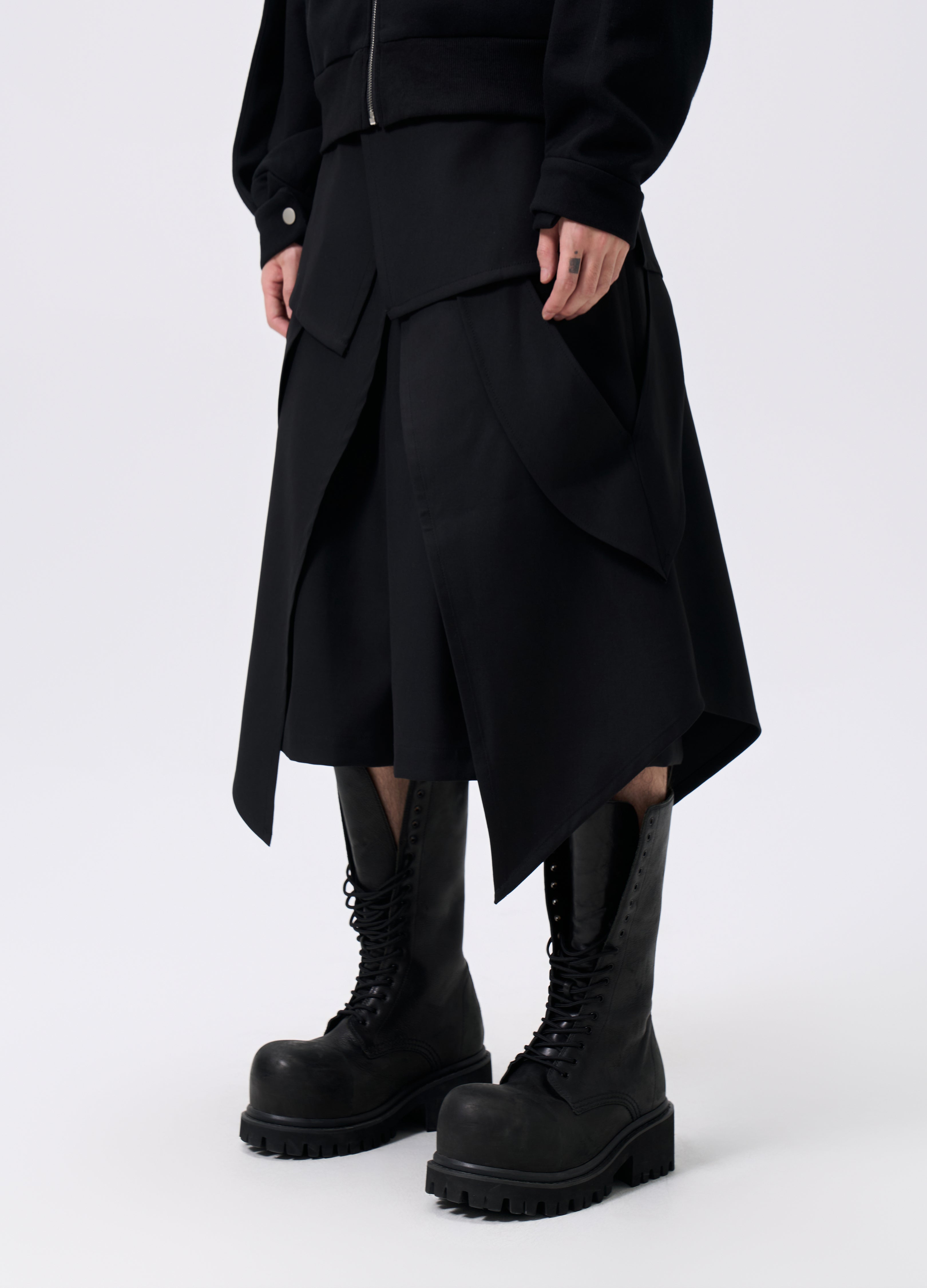 25FW LAYERED BELT APRON SKIRT