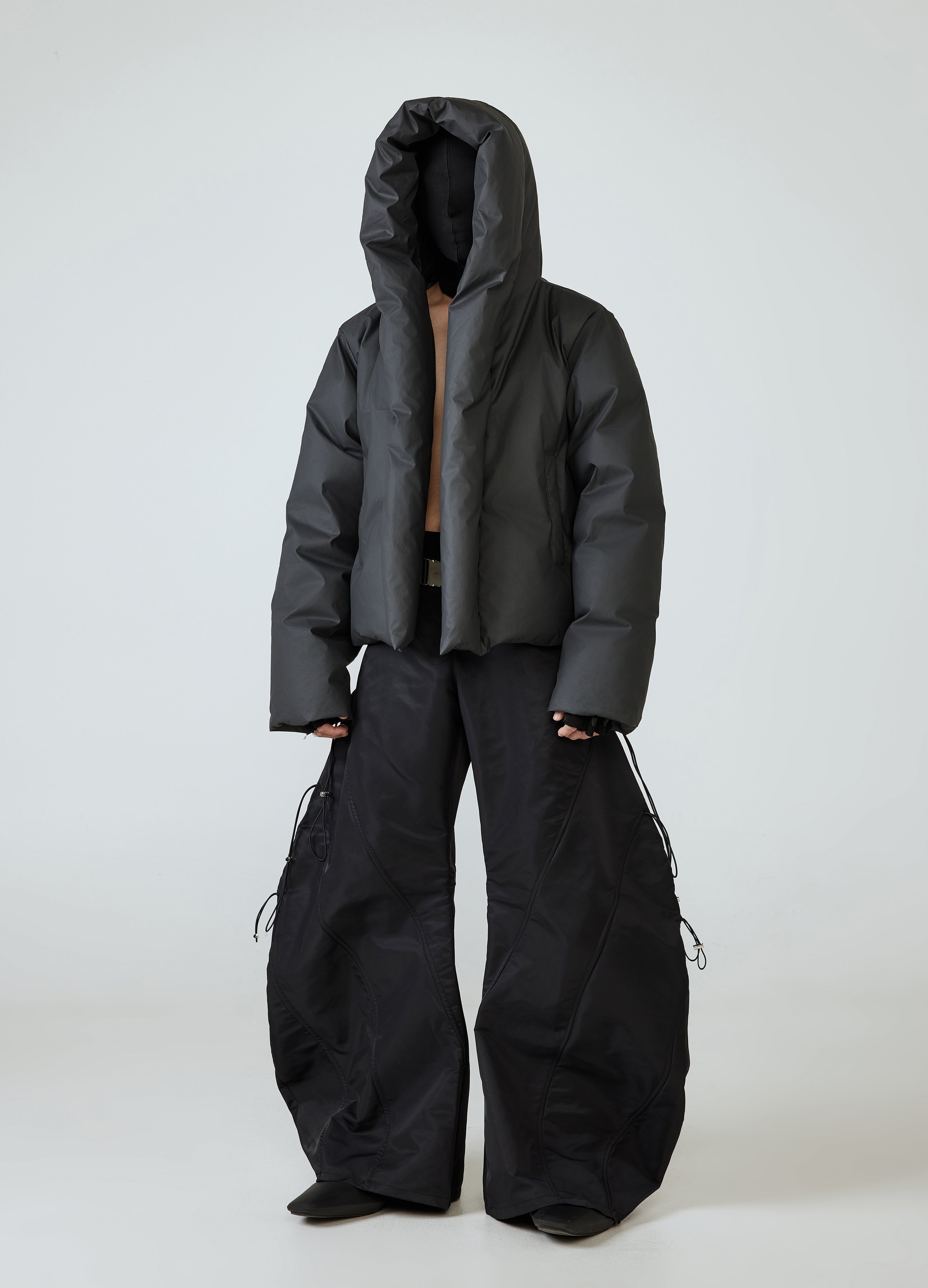 24FW HOODED BUTTONLESS DOWN JACKET