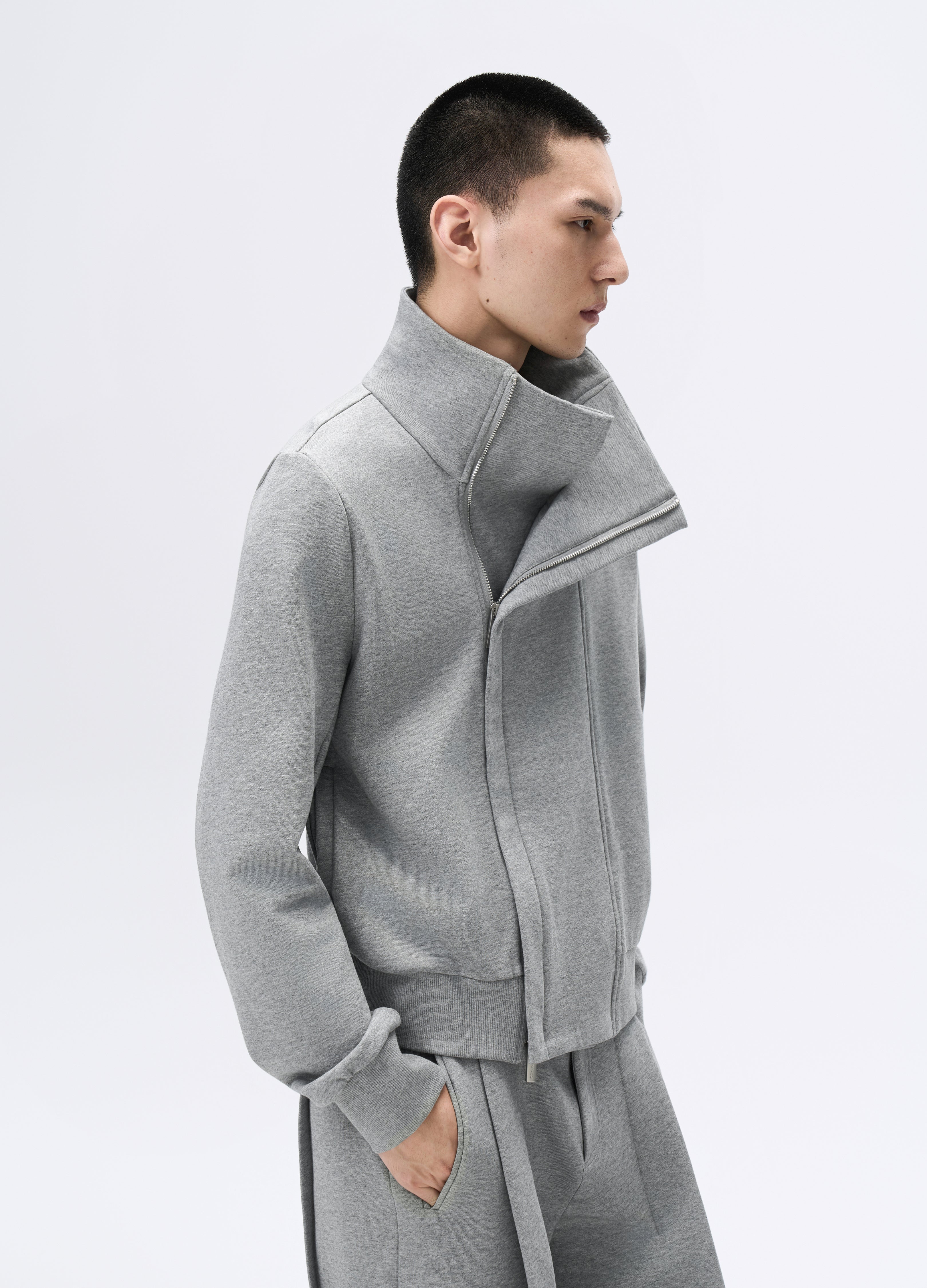 25FW GREY ZIP CROPPED JACKET